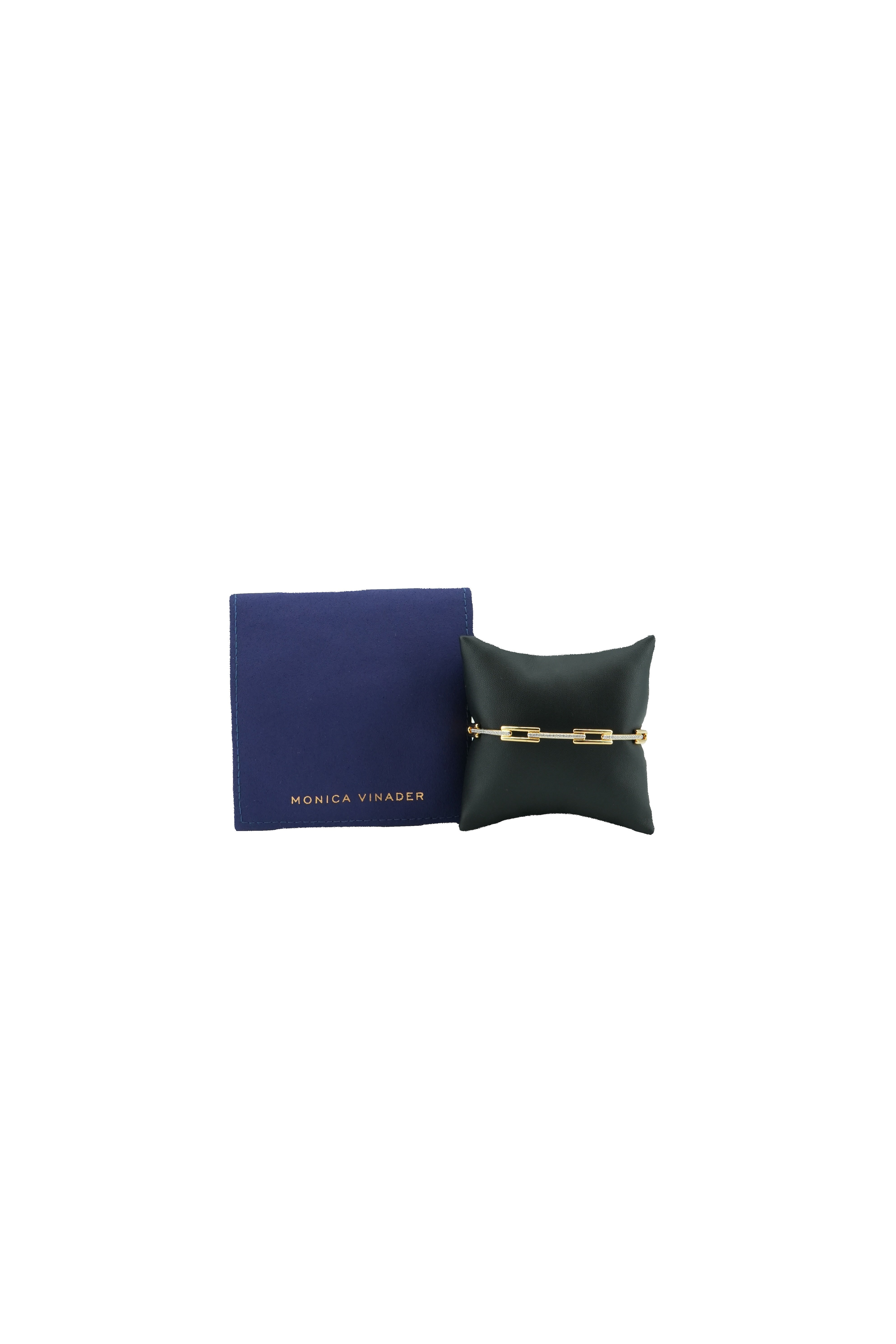 Monica Vinader 18k Gold Vermeil & Lab Grown Diamond sig. link bangle