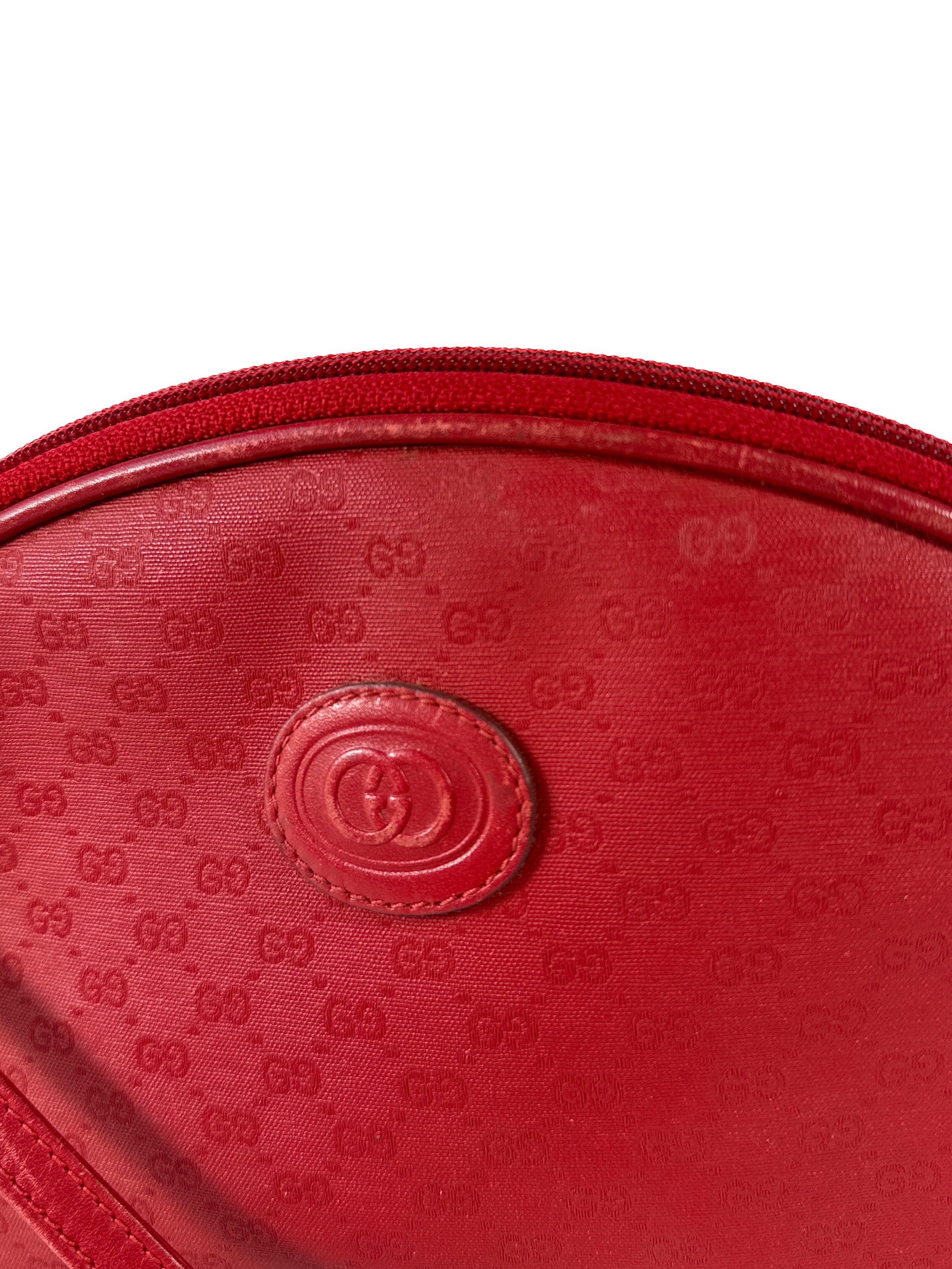Gucci red monogram coated canvas leather crossbody 007 933 1113