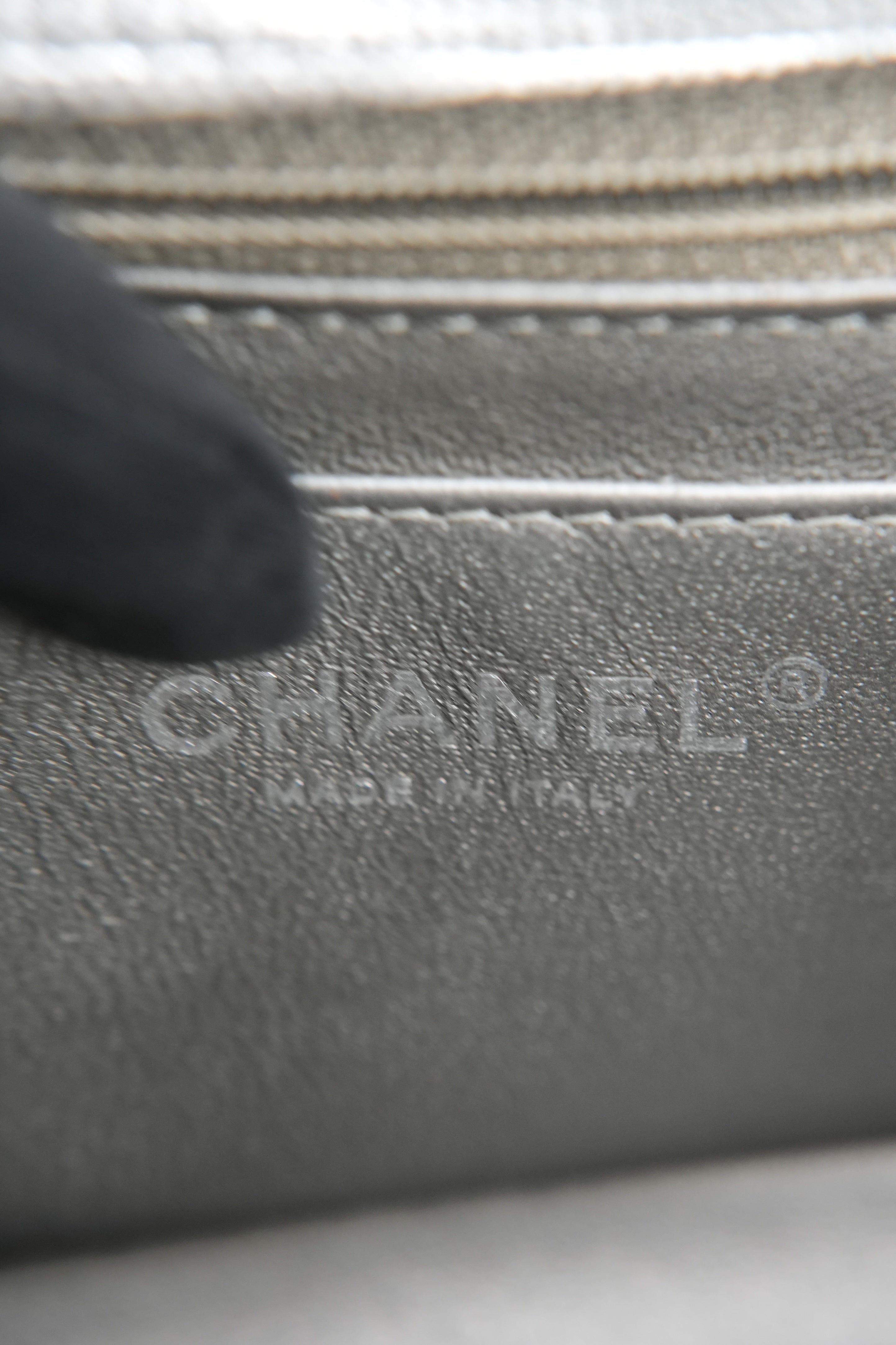 Chanel silver metallic pixel effect mini flap 21996688