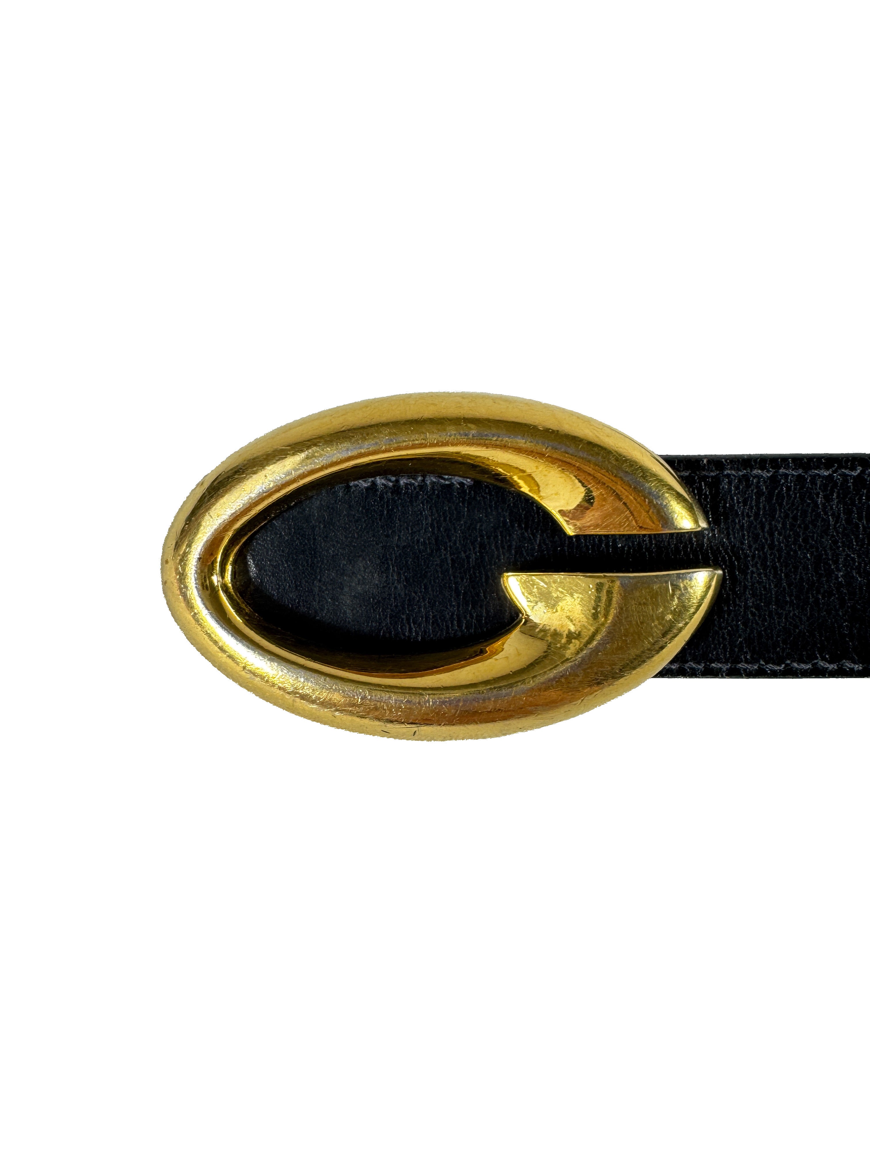 Gucci vintage navy/burgundy leather belt *as is*