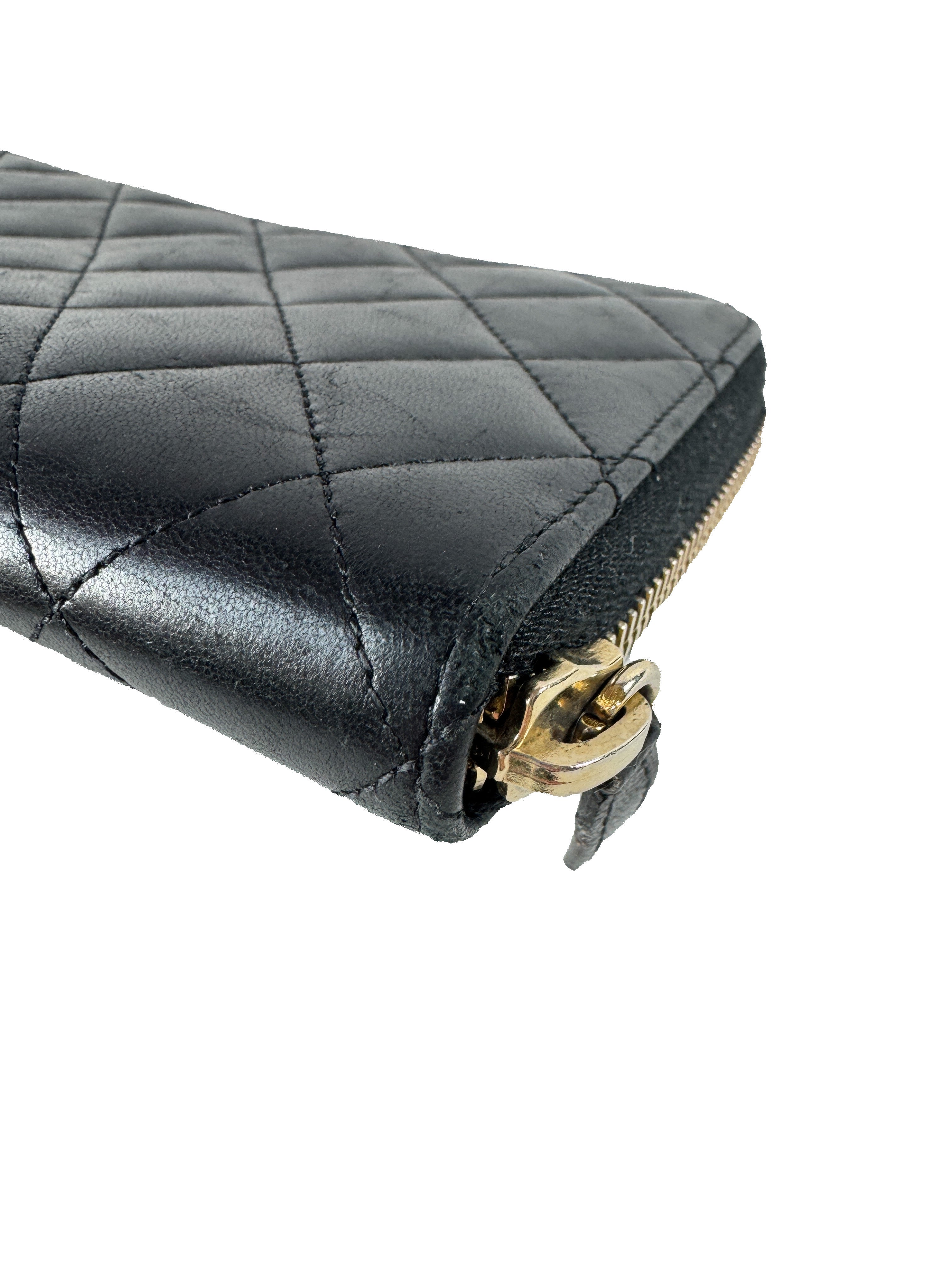 Chanel black lambskin trendy CC zip around wallet 22665885