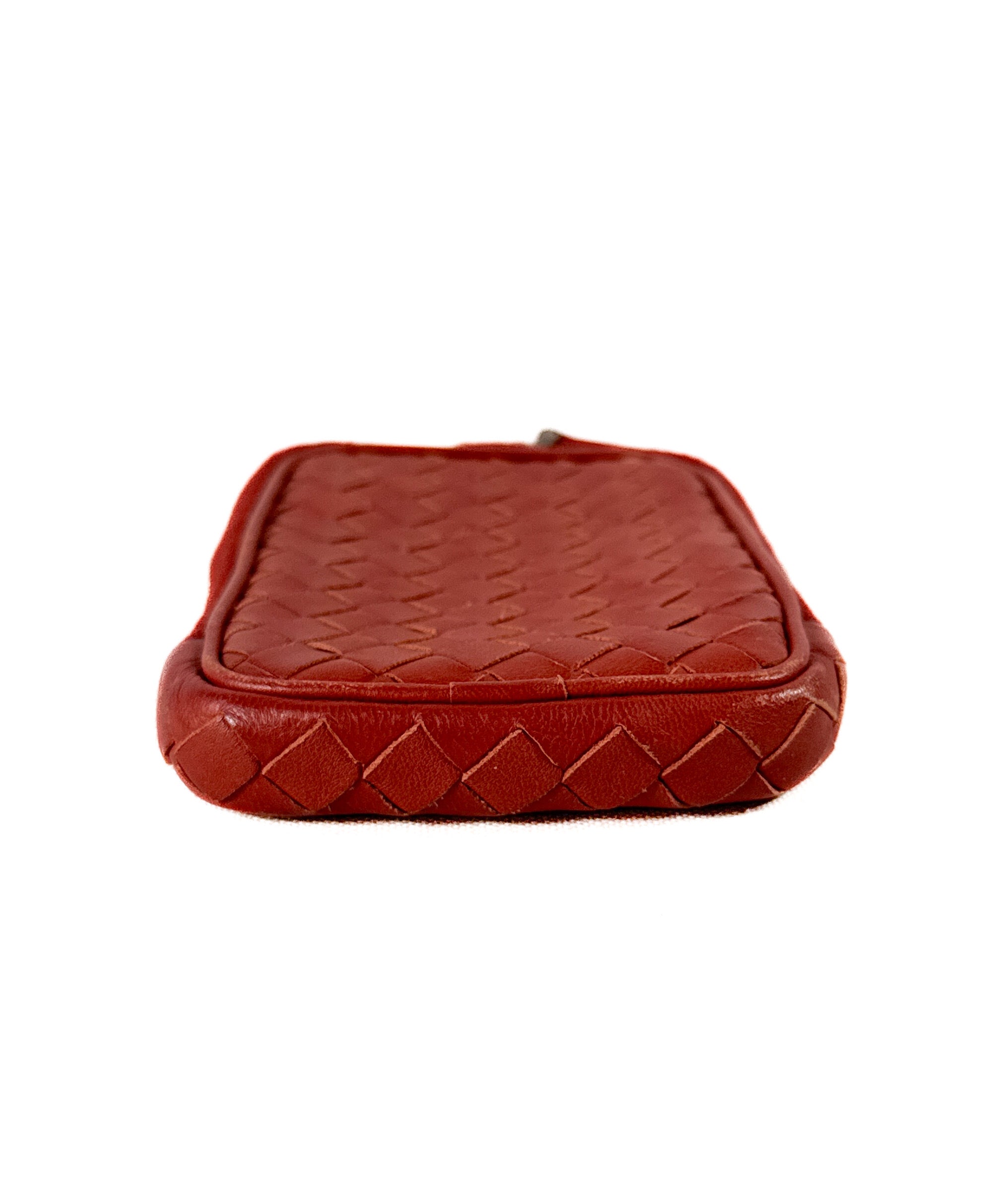 Bottega Veneta red intrecciato leather nano zip tech case lanyard 217589 V001D 6503