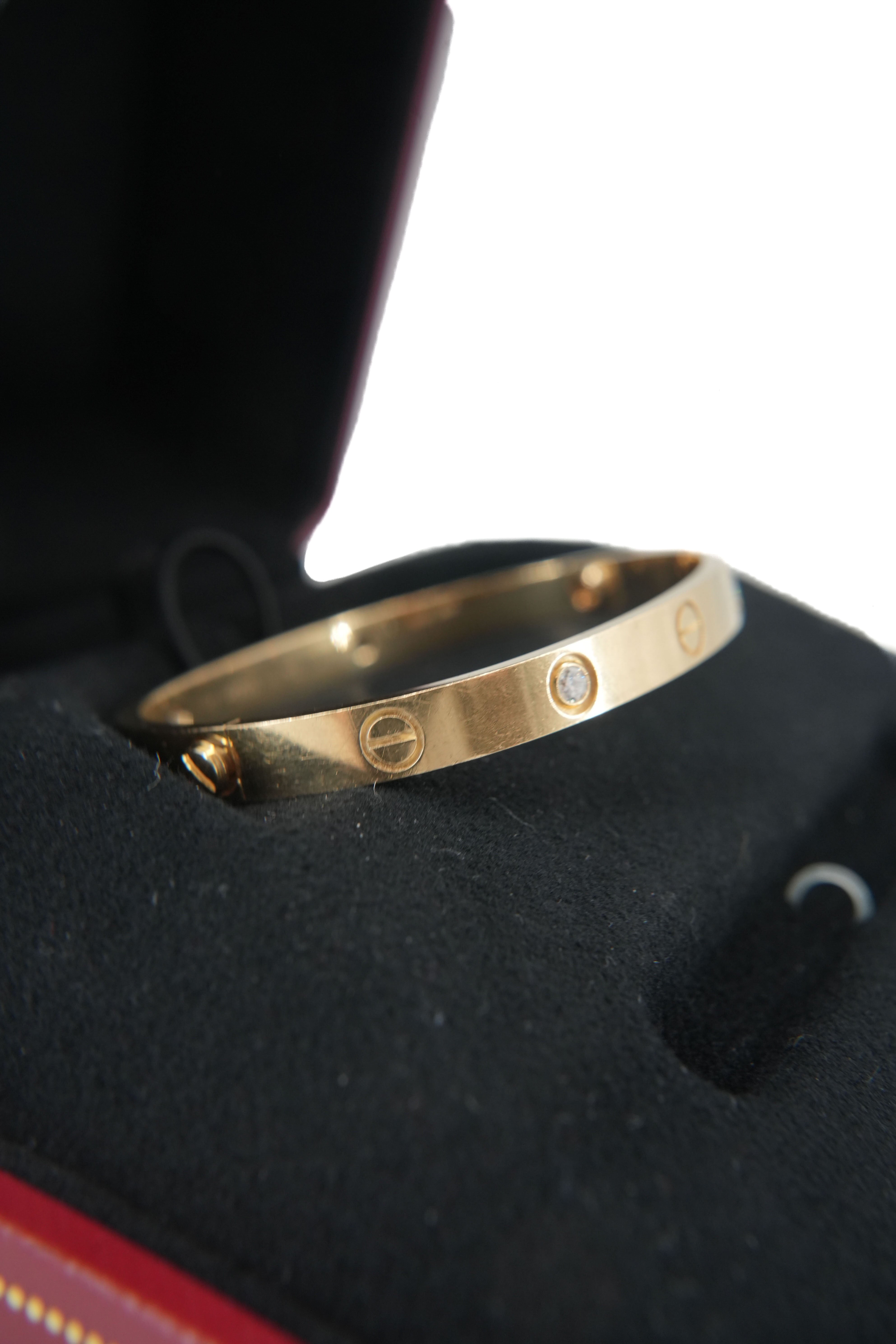Cartier love 4 diamond 18k yellow gold bracelet size 17 PKZ936
