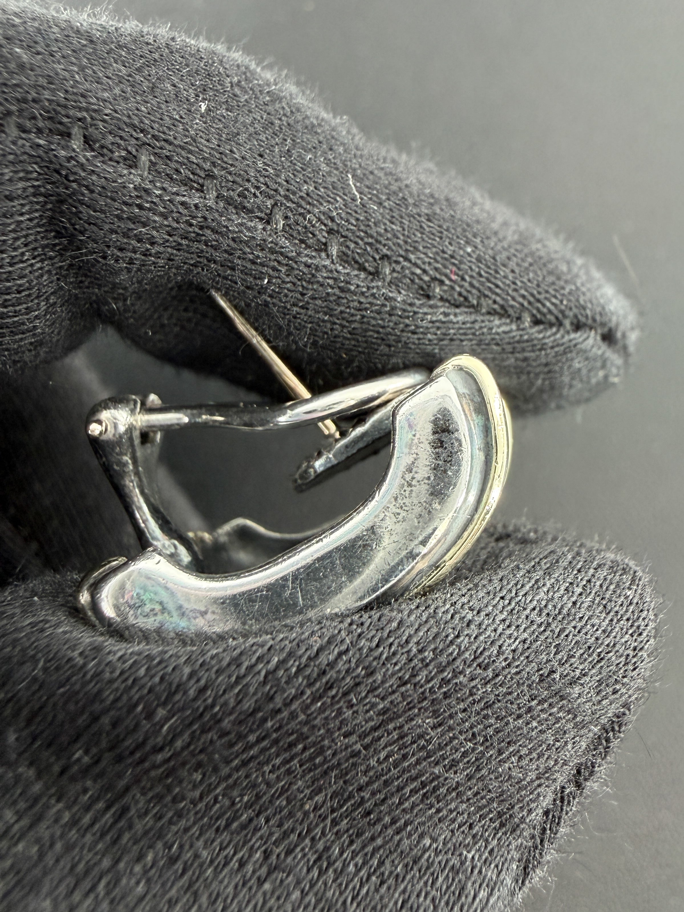 David Yurman sterling silver 14k gold cigar band drop earrings - My Girlfriend's Wardrobe LLC