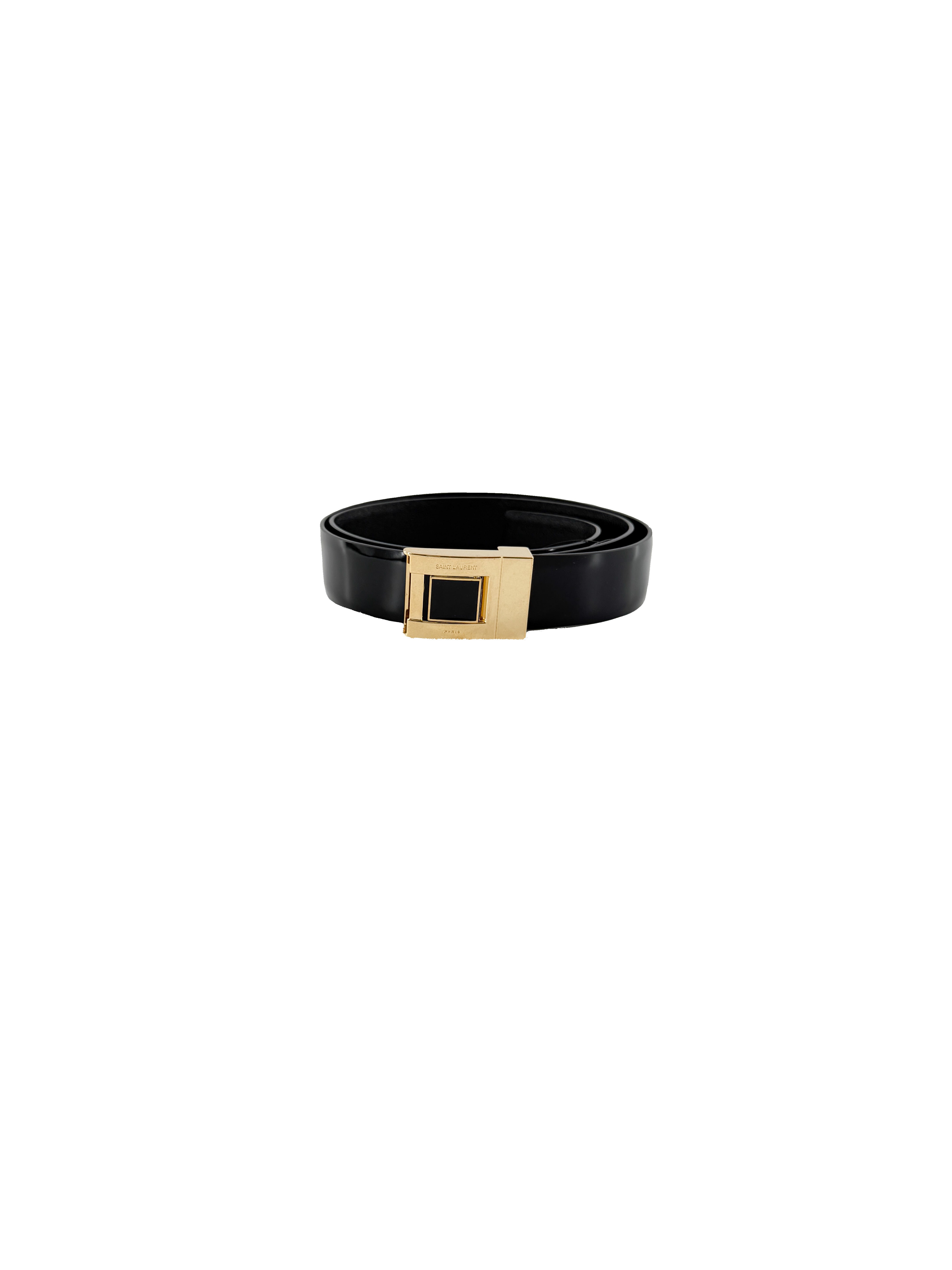 Saint Laurent black patent leather belt size 90
