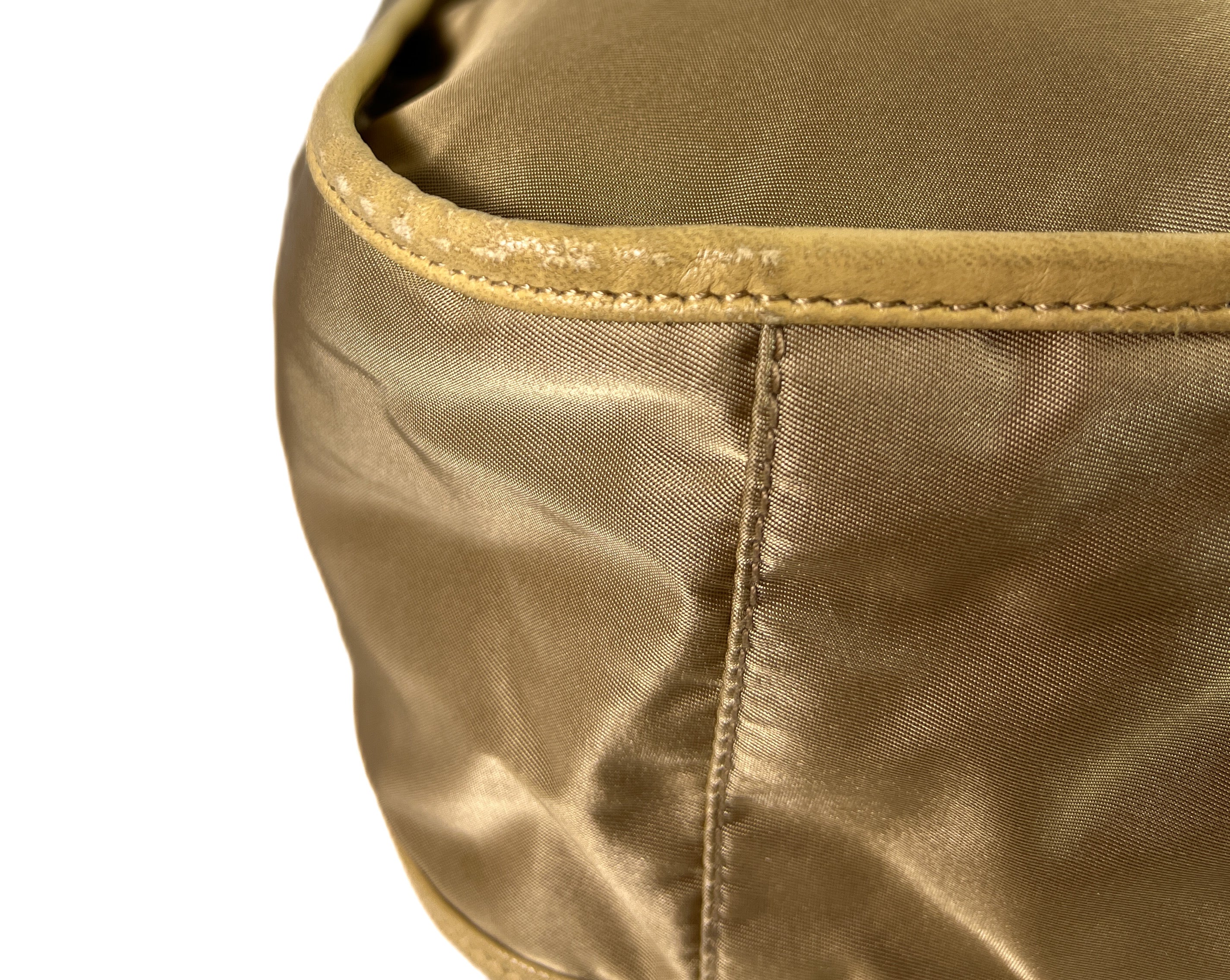 Prada golden beige hobo tessuto shoulder bag