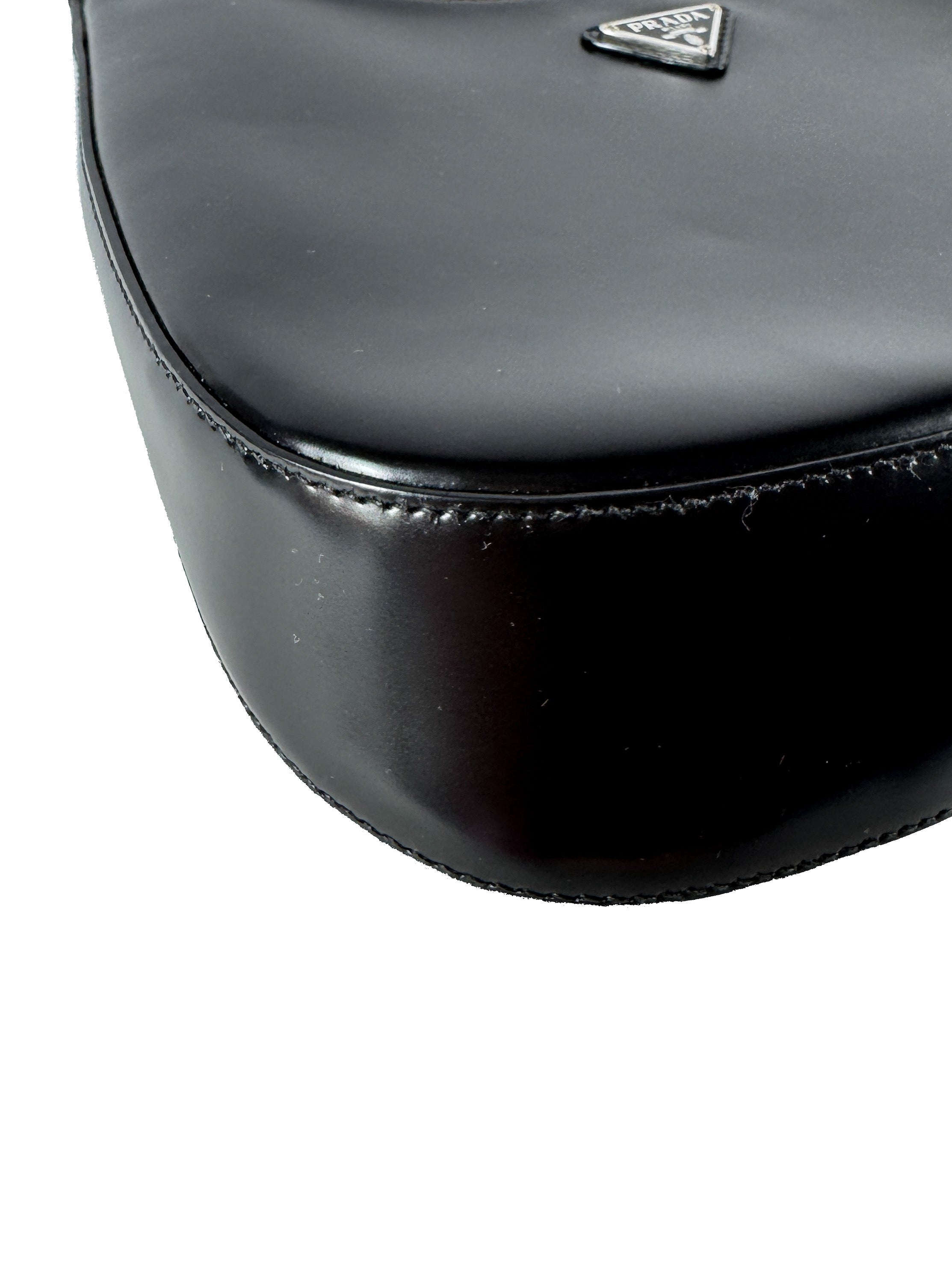 Prada black Cleo Shoulder Bag Brushed Leather