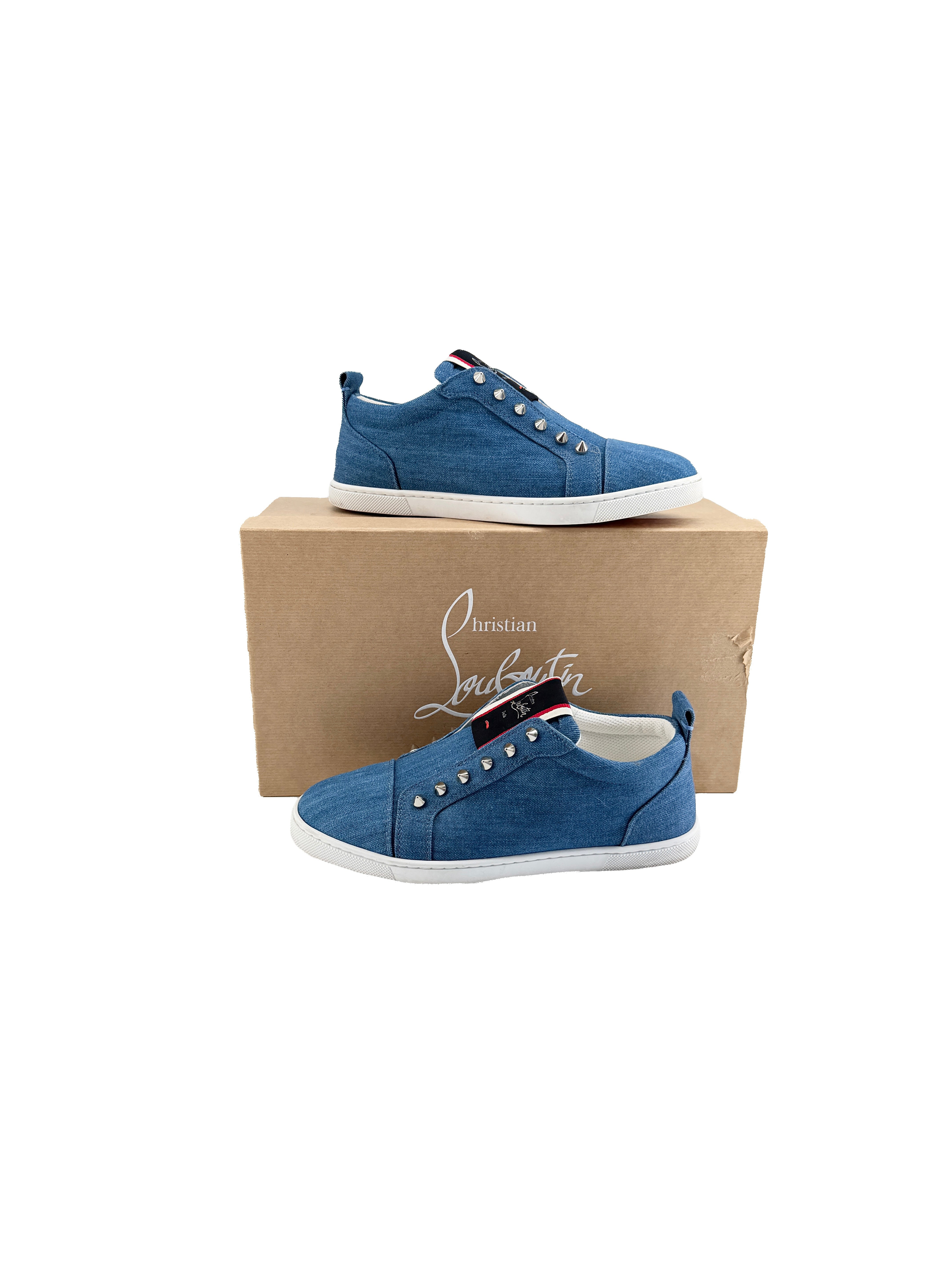 Christian Louboutin denim FAV sneakers size 38 BOX