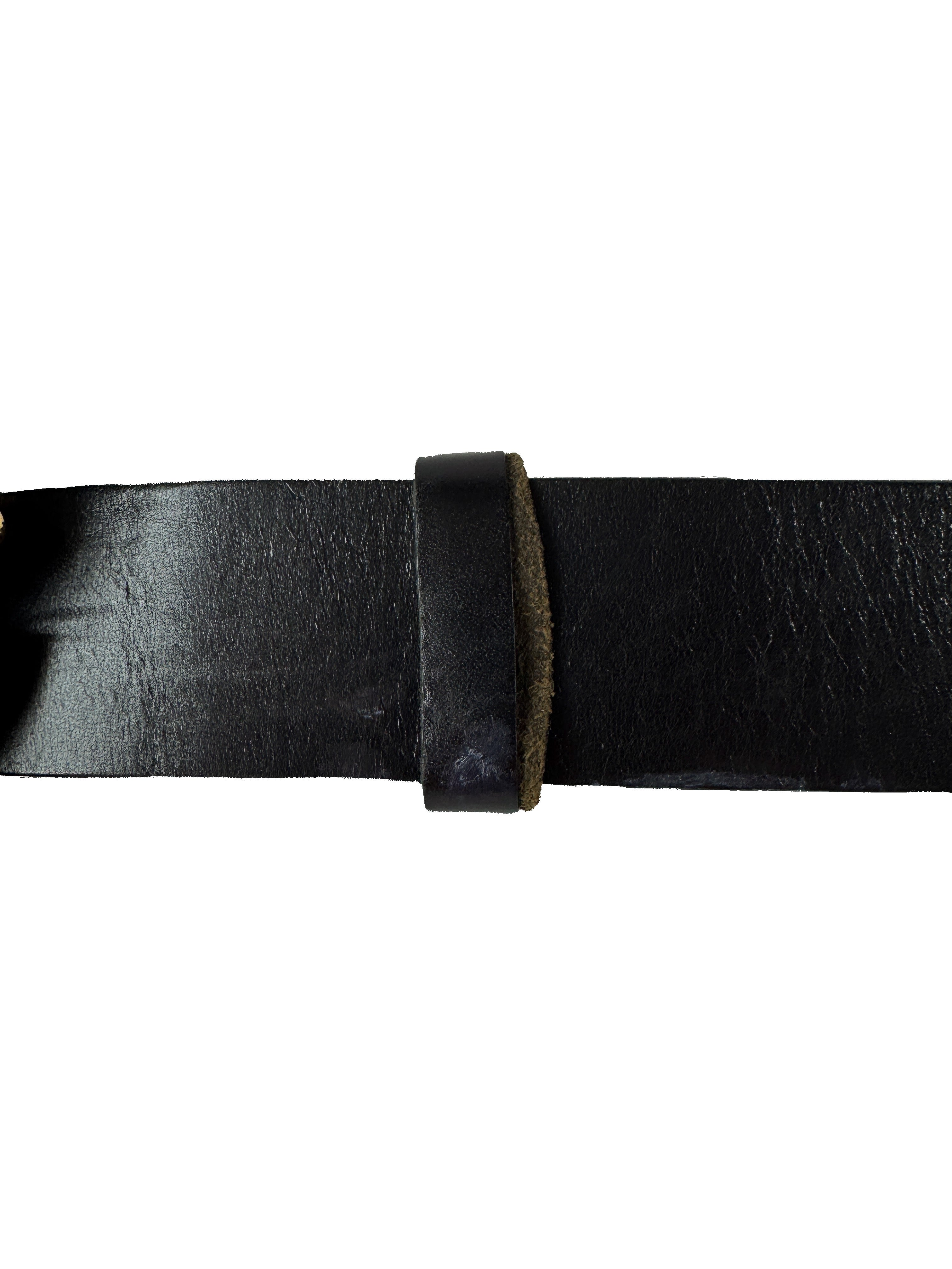 Gucci black leather G horse head belt size 85 201785