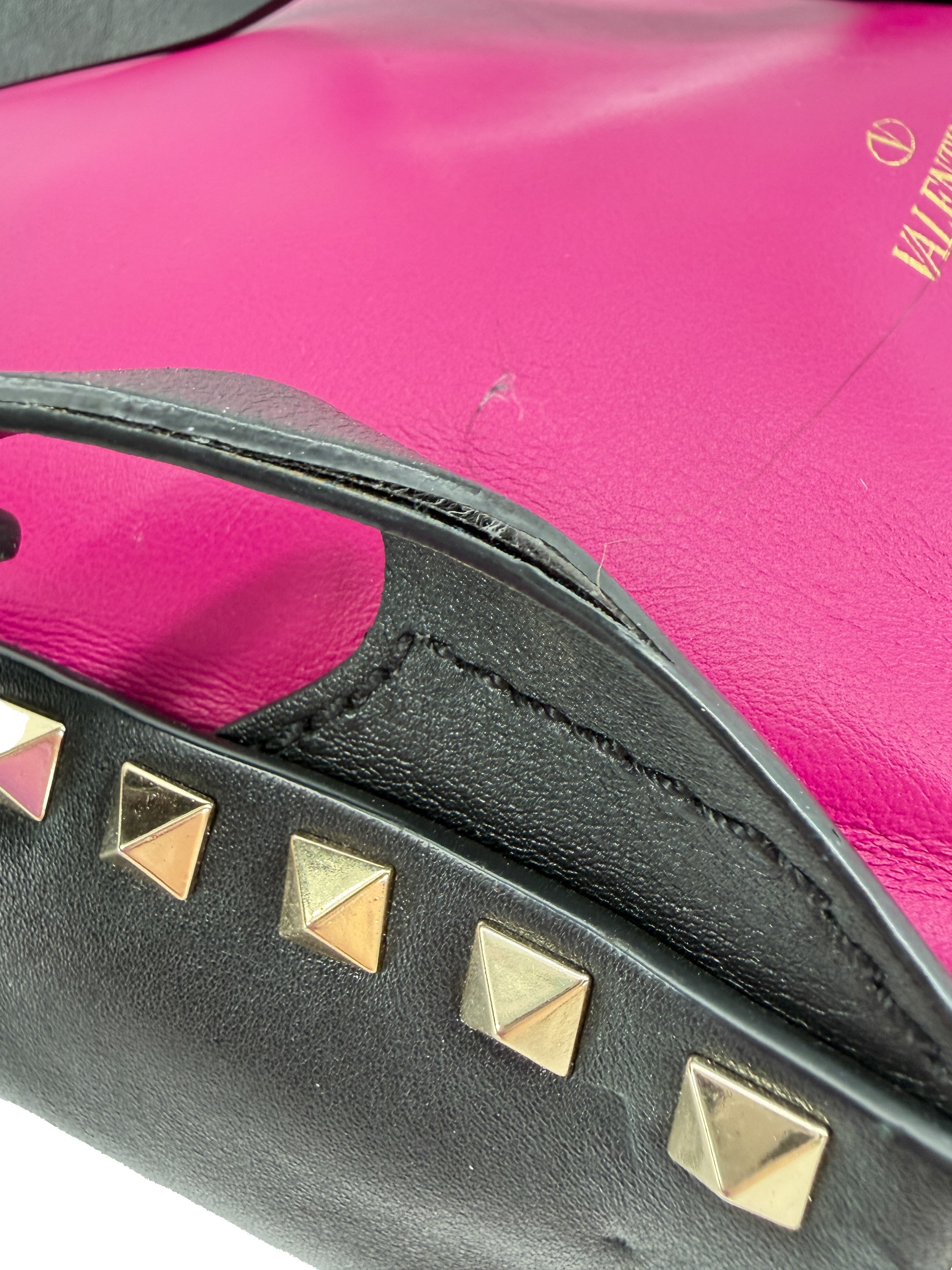 Valentino pink, black rockstud mini leather backpack