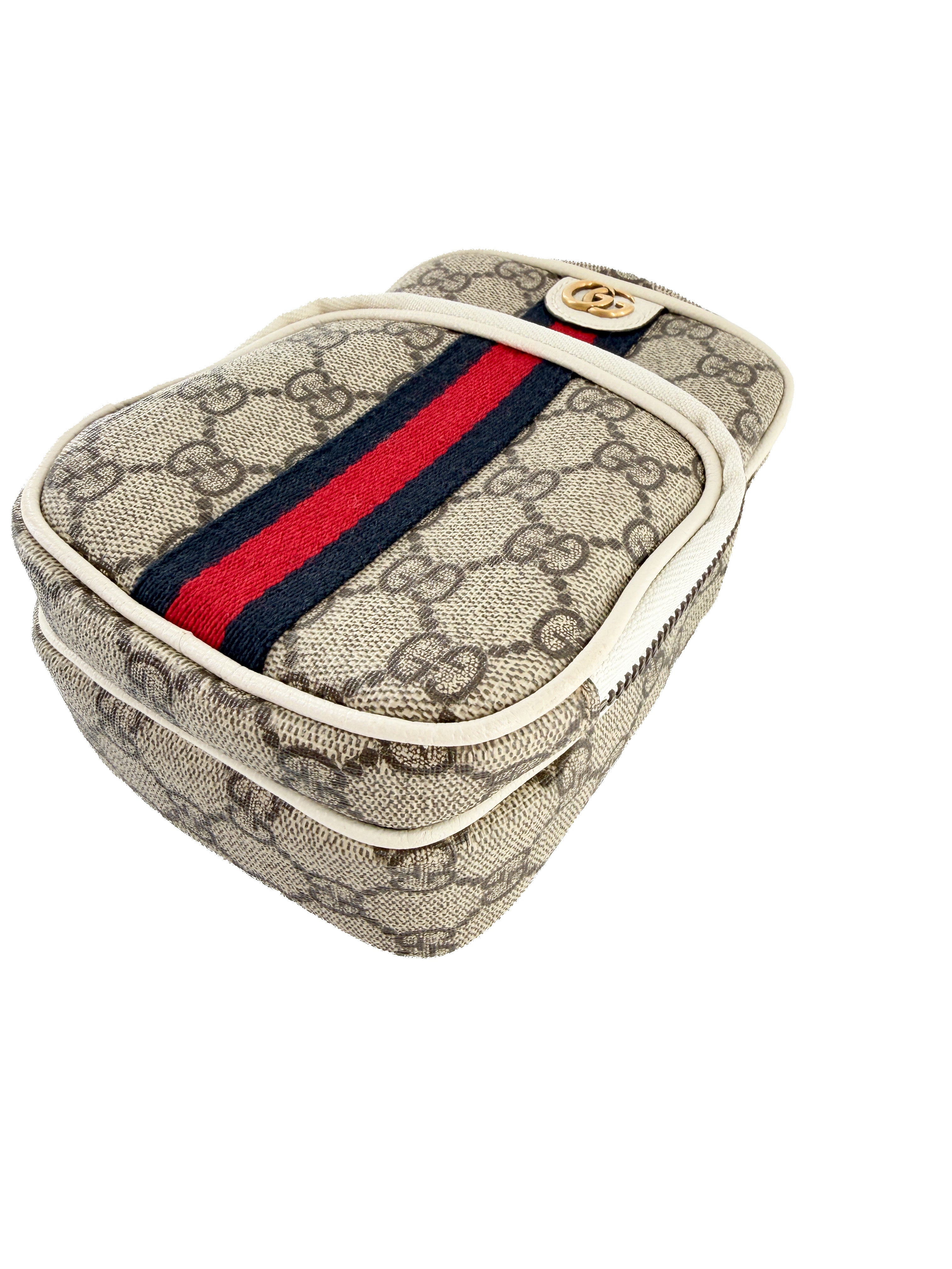 Gucci Ophidia Top Handle Crossbody Bag GG Coated Canvas Mini White 671682 493075