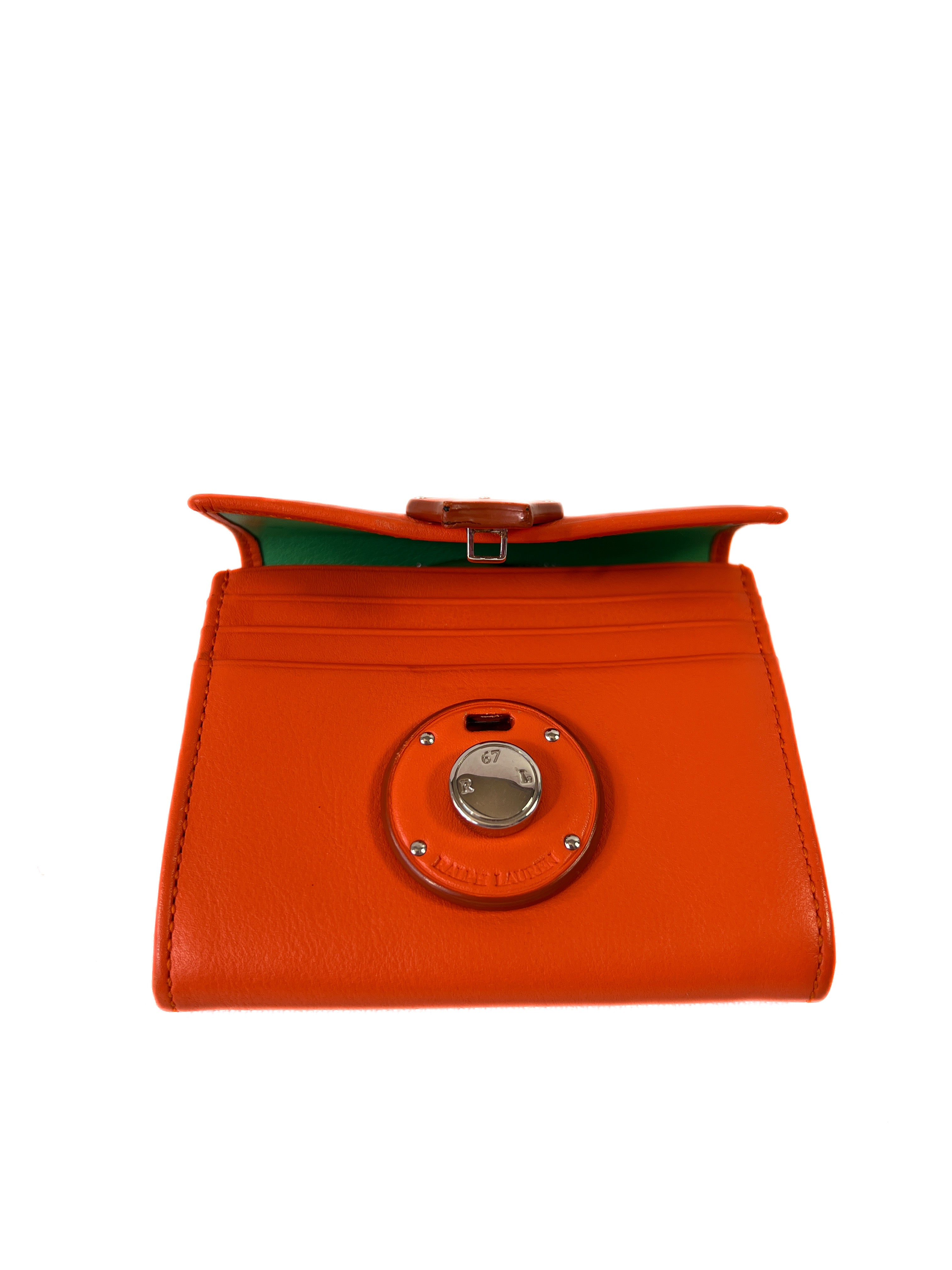 Ralph Lauren Ricky orange leather card zip wallet