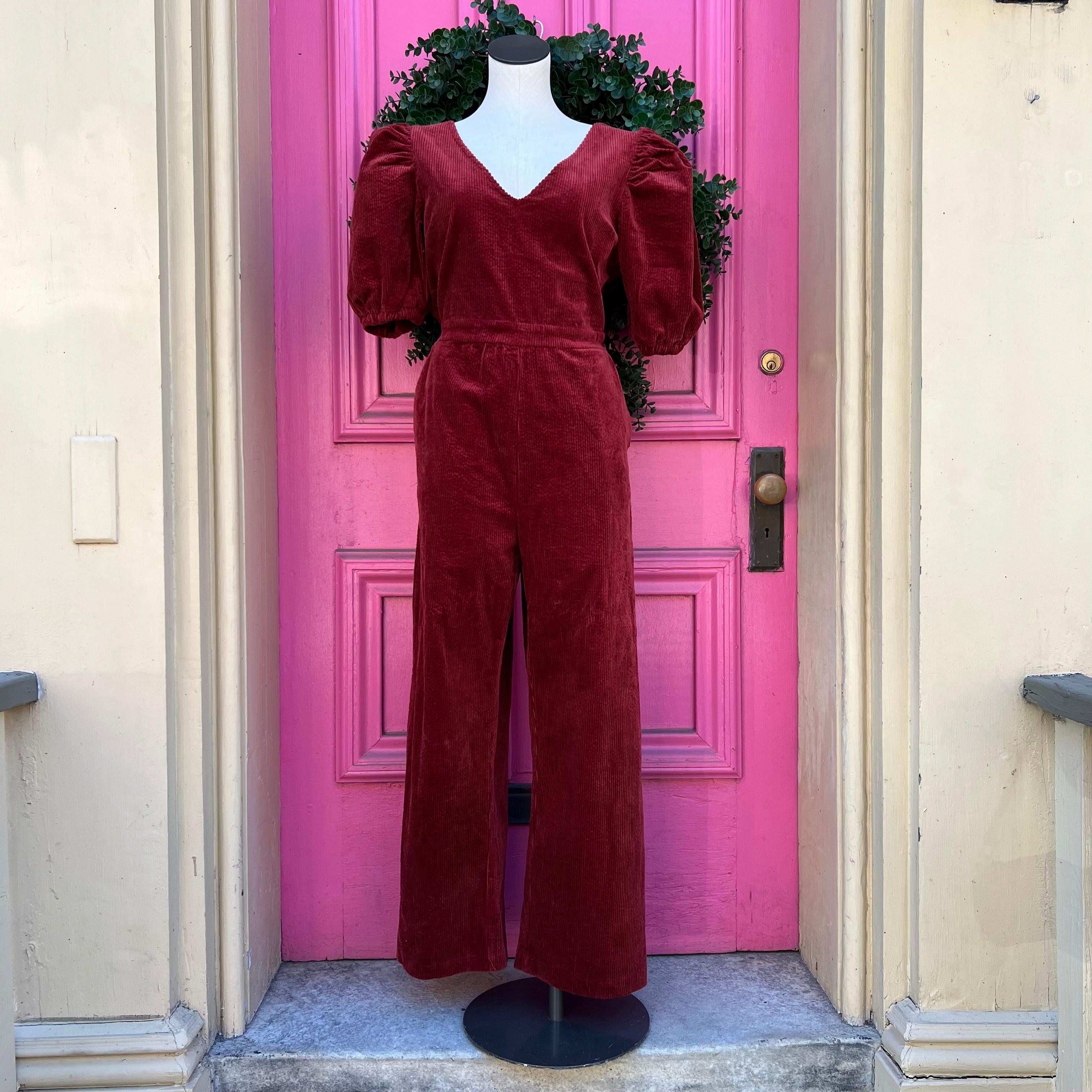 Sofie the Label red corduroy jumpsuit size L NWT