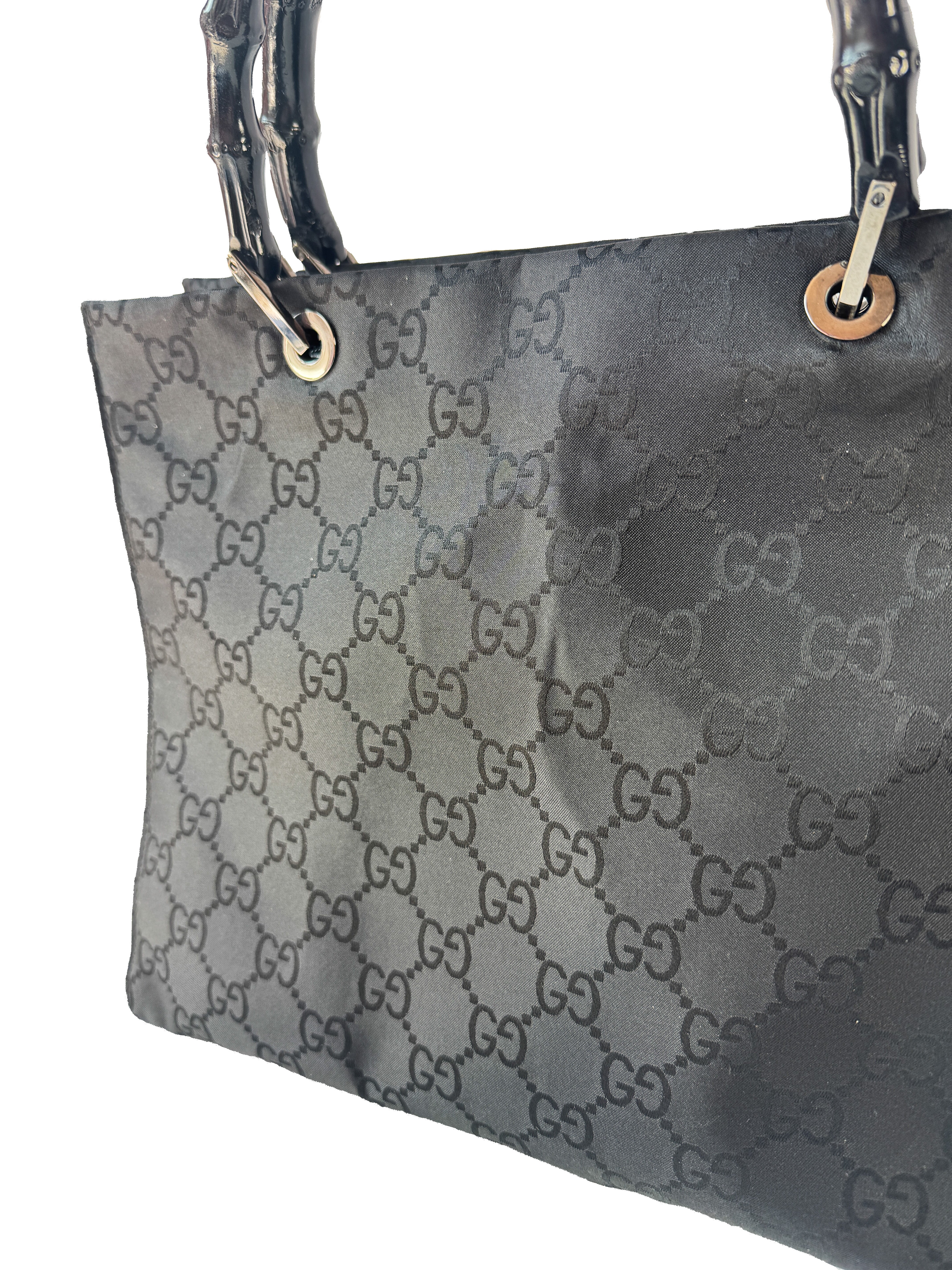 Gucci black GG bamboo handle tote 002.1010002122