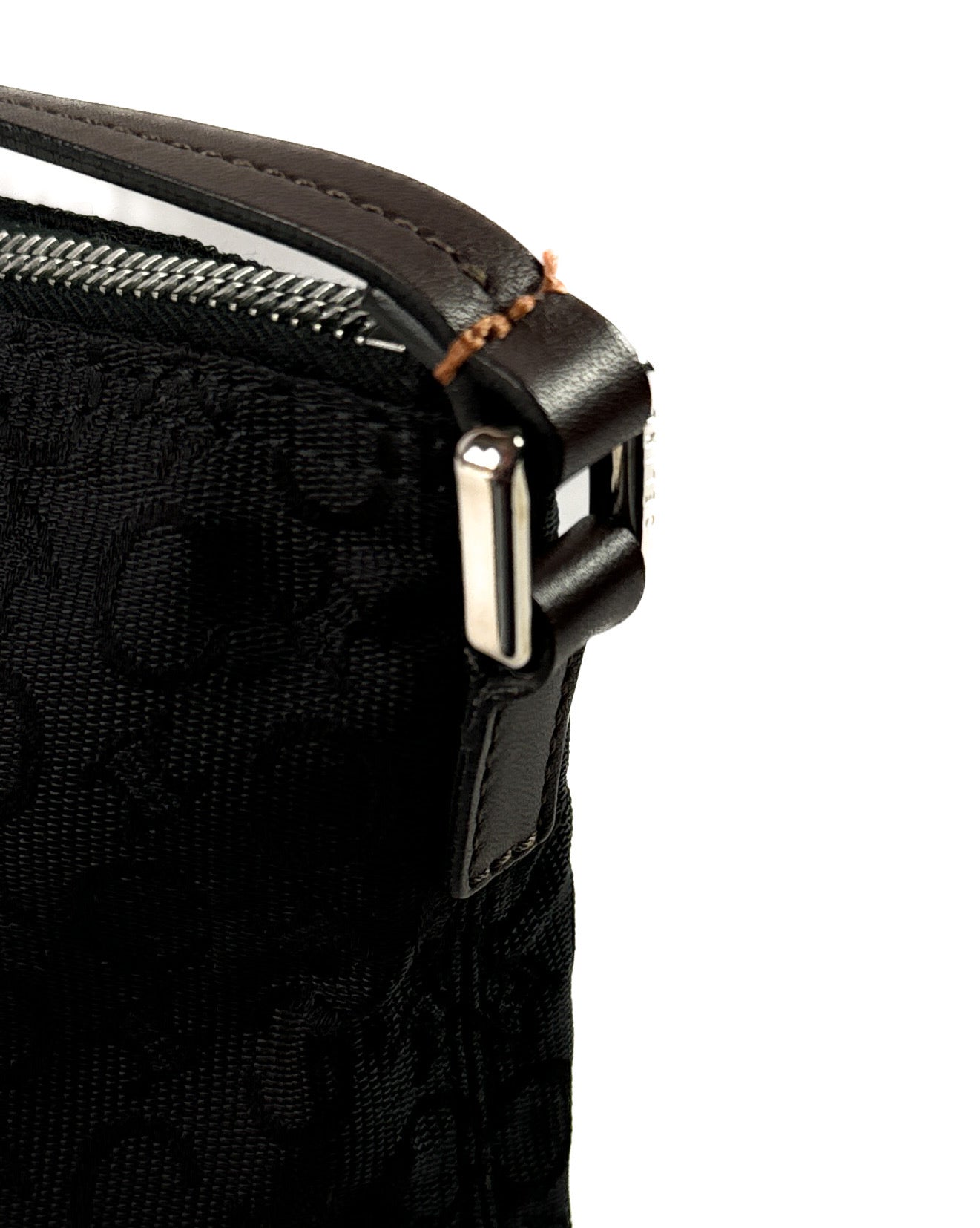 Celine black & brown vintage nylon leather Macadam Blason crossbody MC00/1