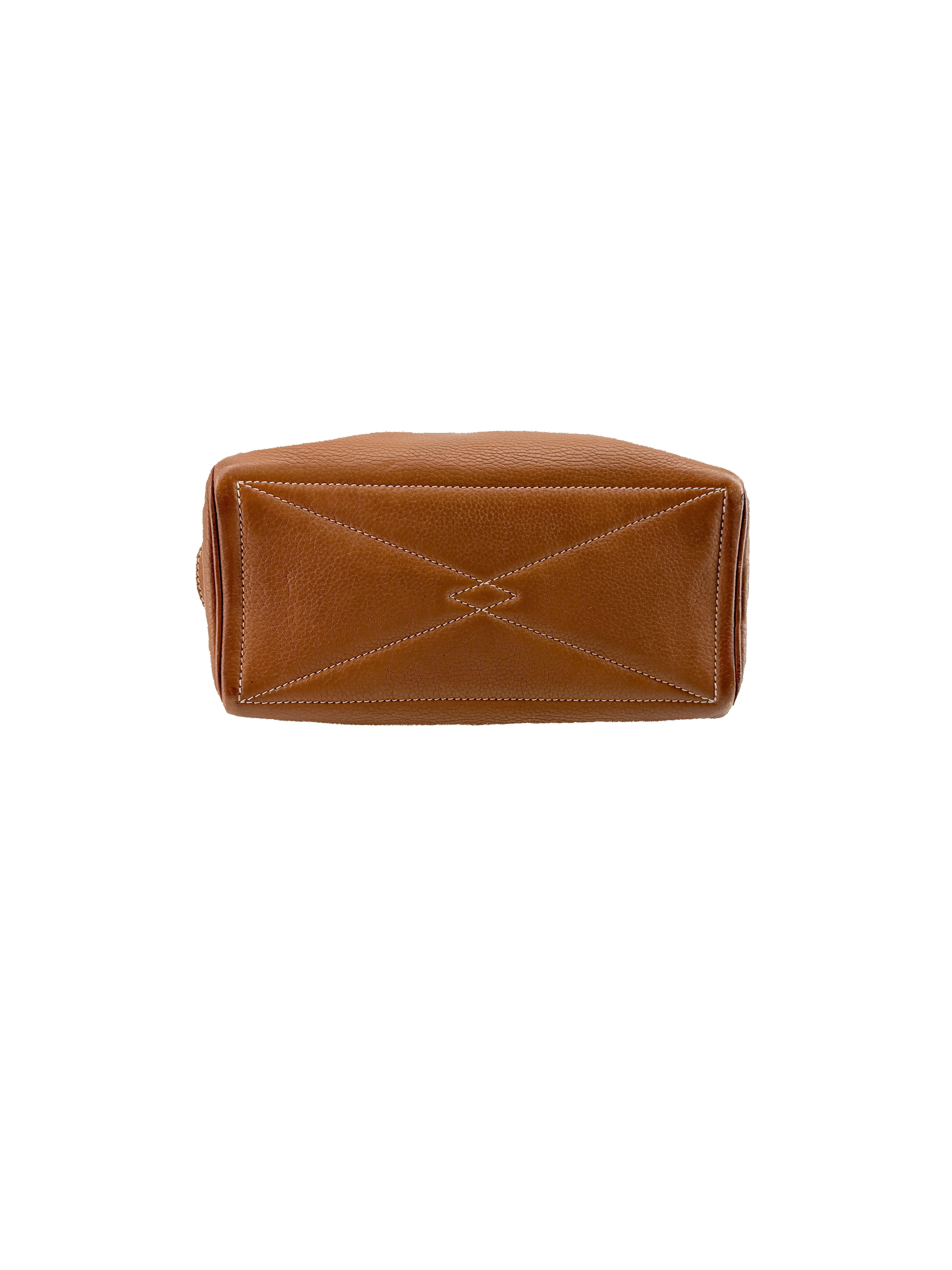 Hermès brown leather Victoria pouch square L