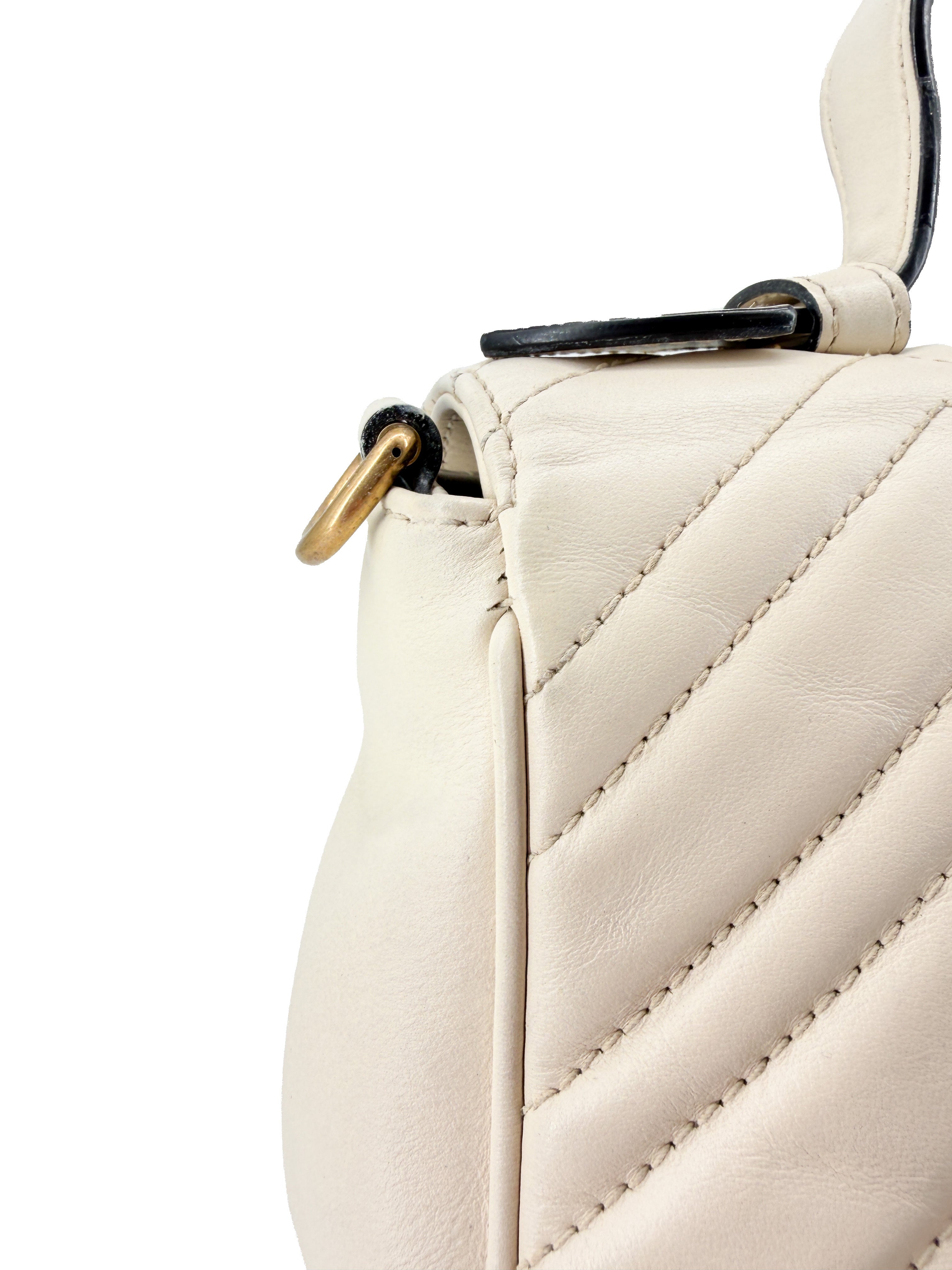 Gucci off white Marmont small top handle bag 498110-204991