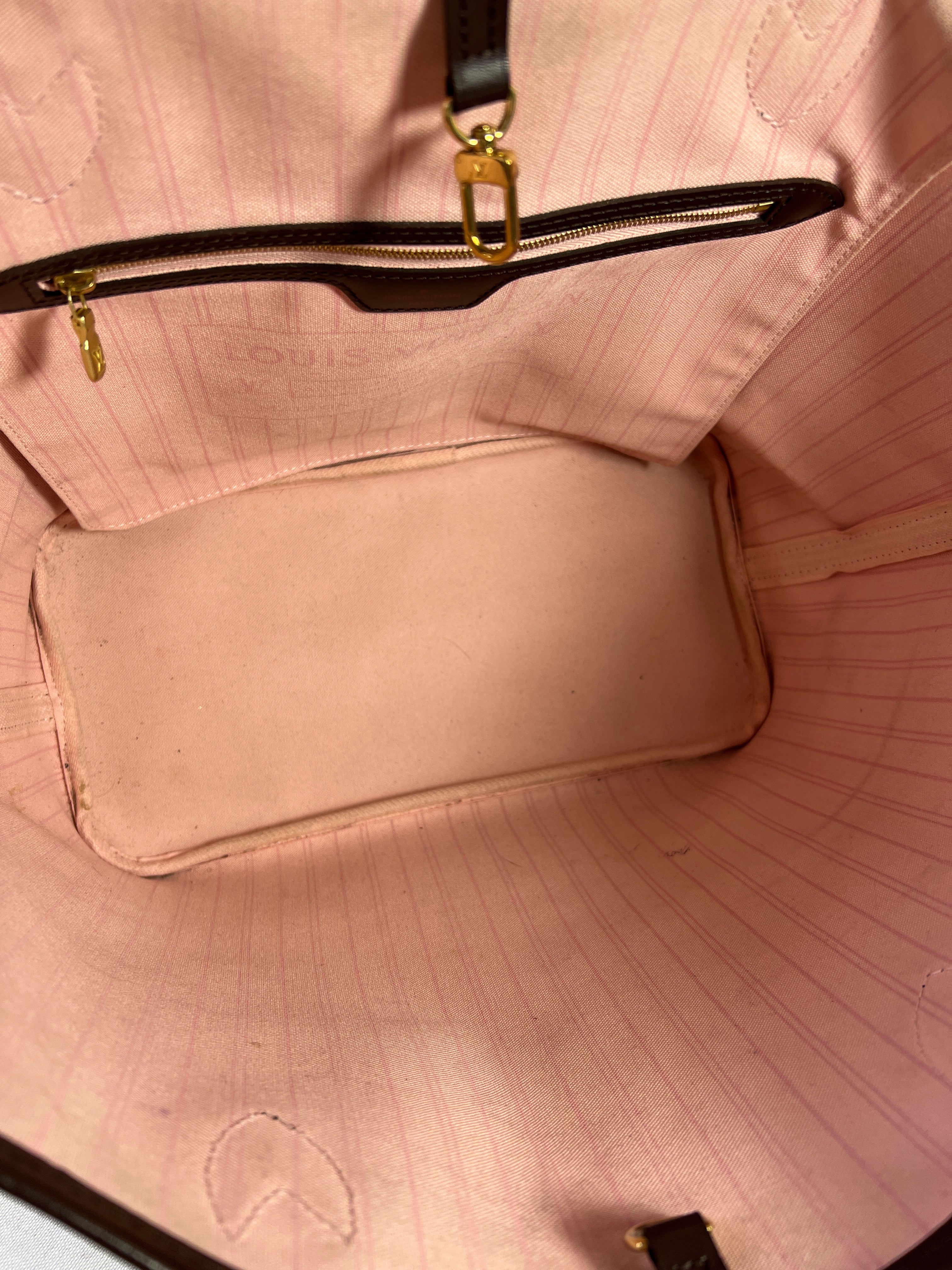 Louis Vuitton damier ebene neverfull MM ballerina interior 2018