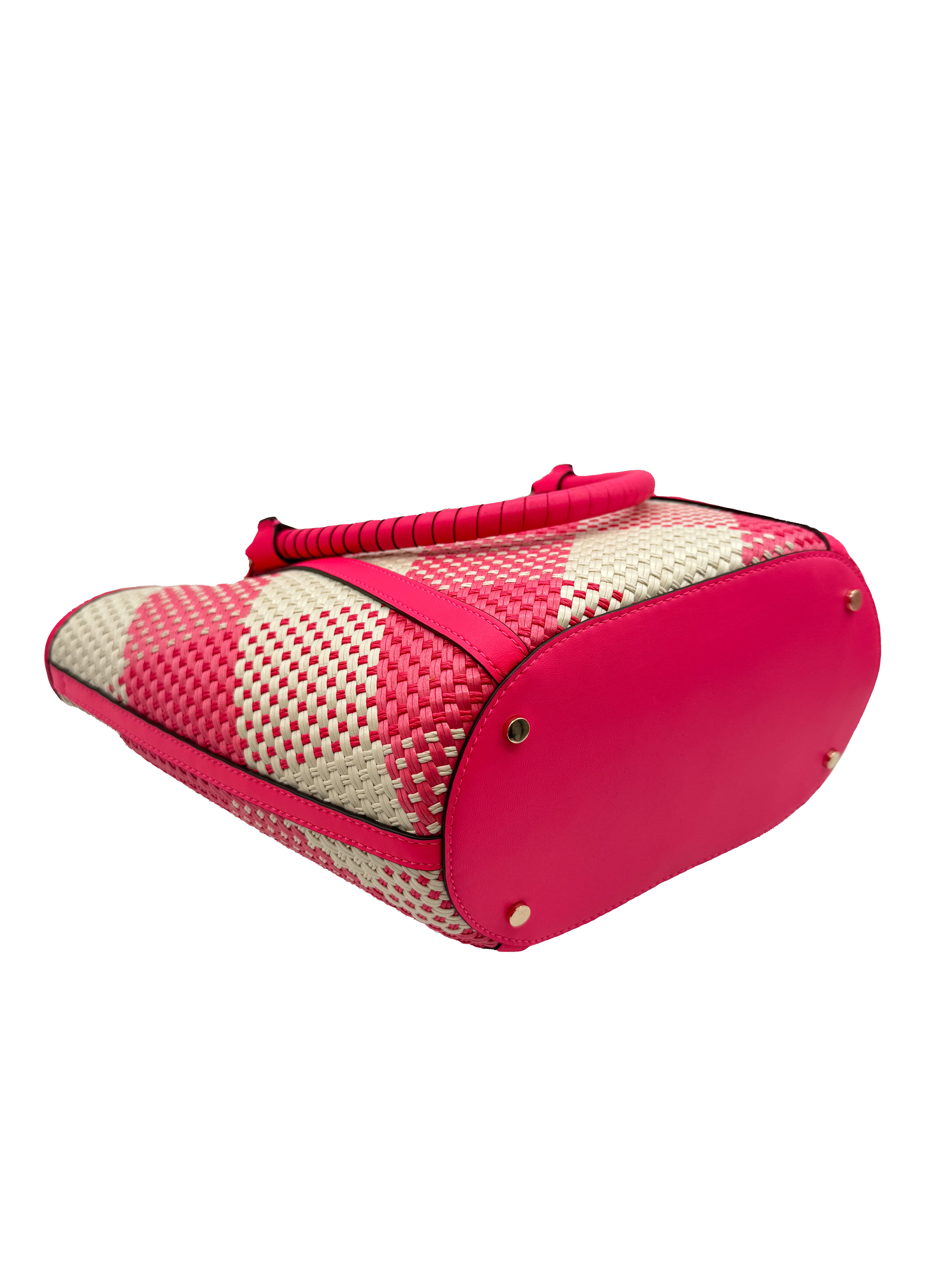 Kate Spade pink white Cruise Gingham medium tote NWT