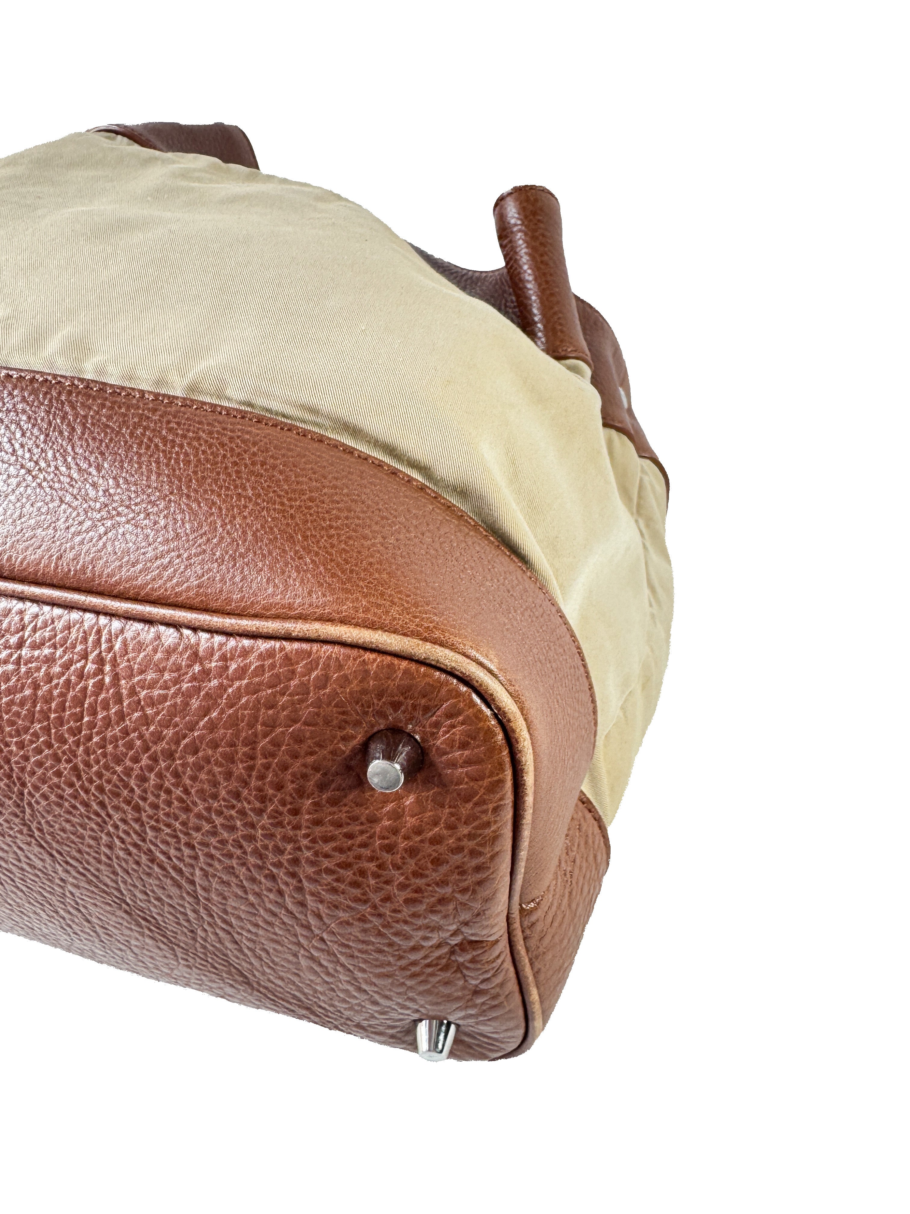 Burberry cream/brown logo canvas bucket bag