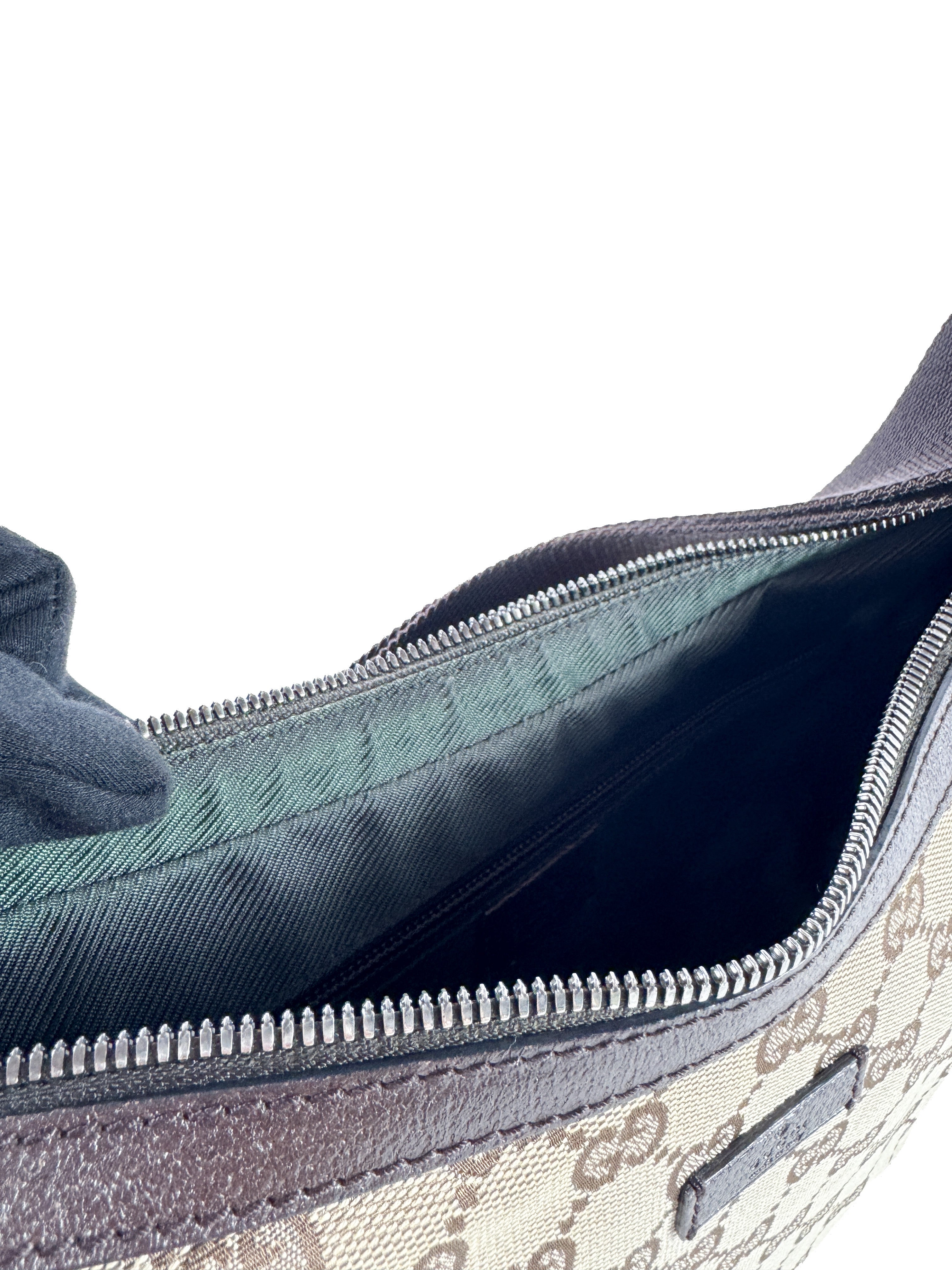 Gucci brown GG half moon canvas bag 122790001998