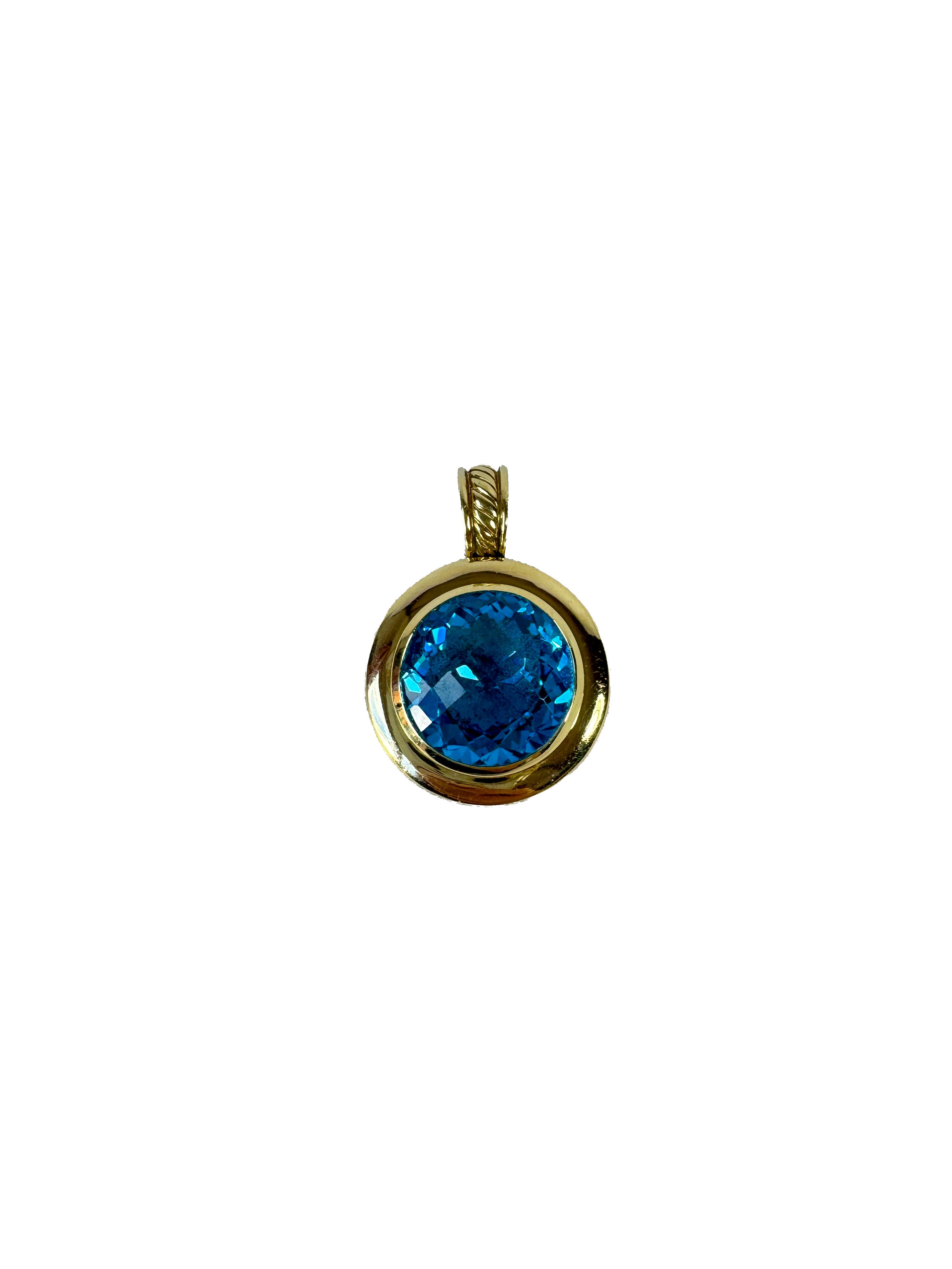 David Yurman Albion Blue Topaz Pendant in sterling silver and 18k yellow gold