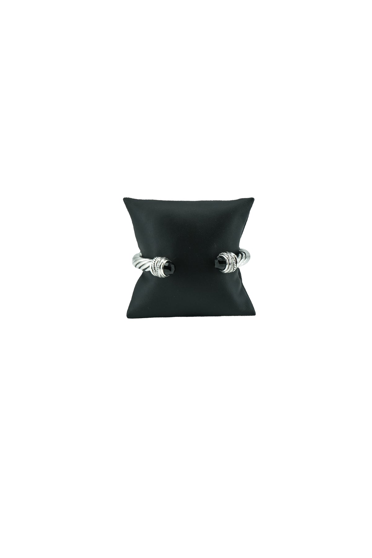David Yurman sterling silver, diamonds, black onyx 9MM crossover cable hinged bracelet