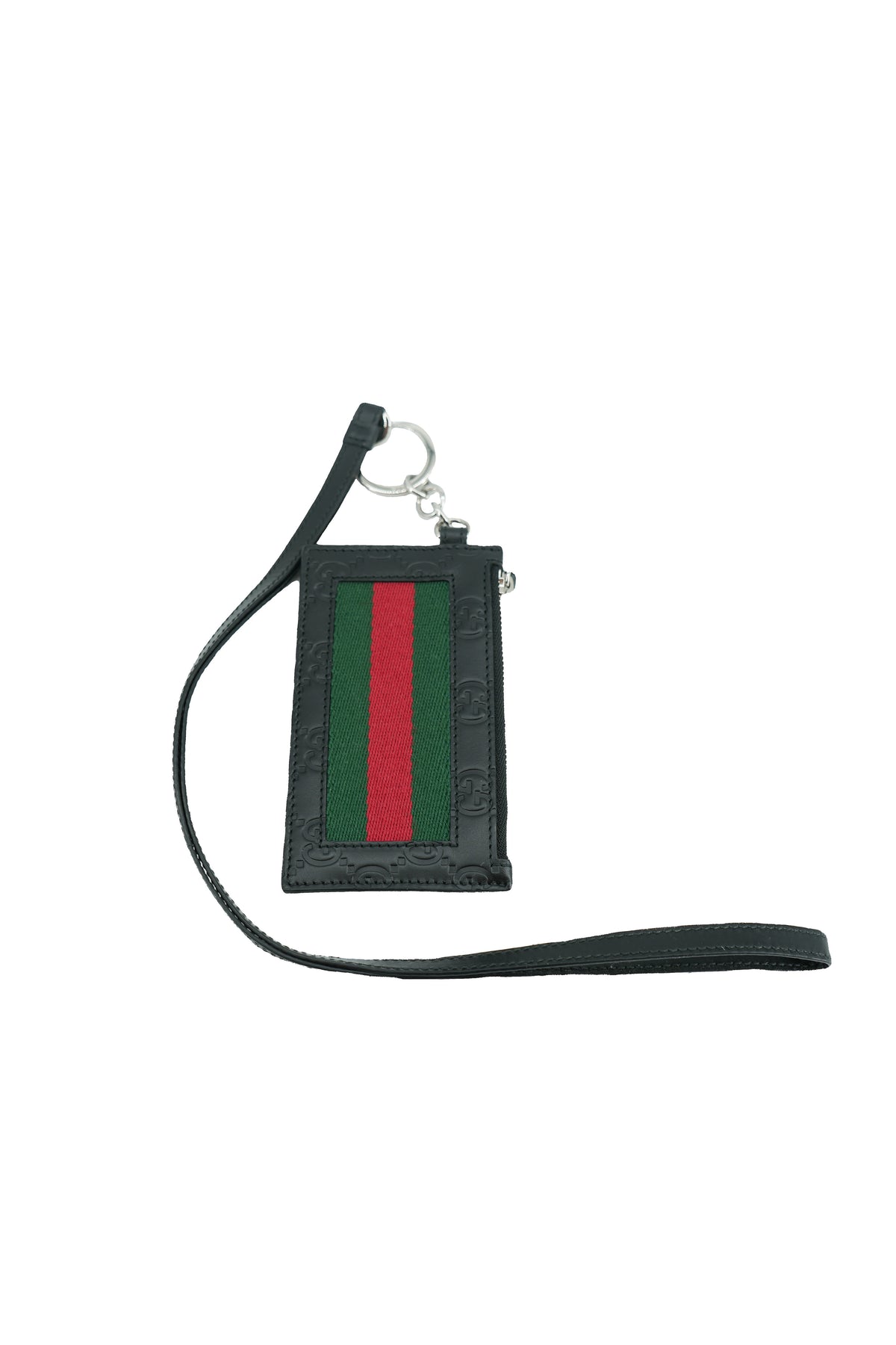 Gucci black leather GG sherry line lanyard 523815-2067