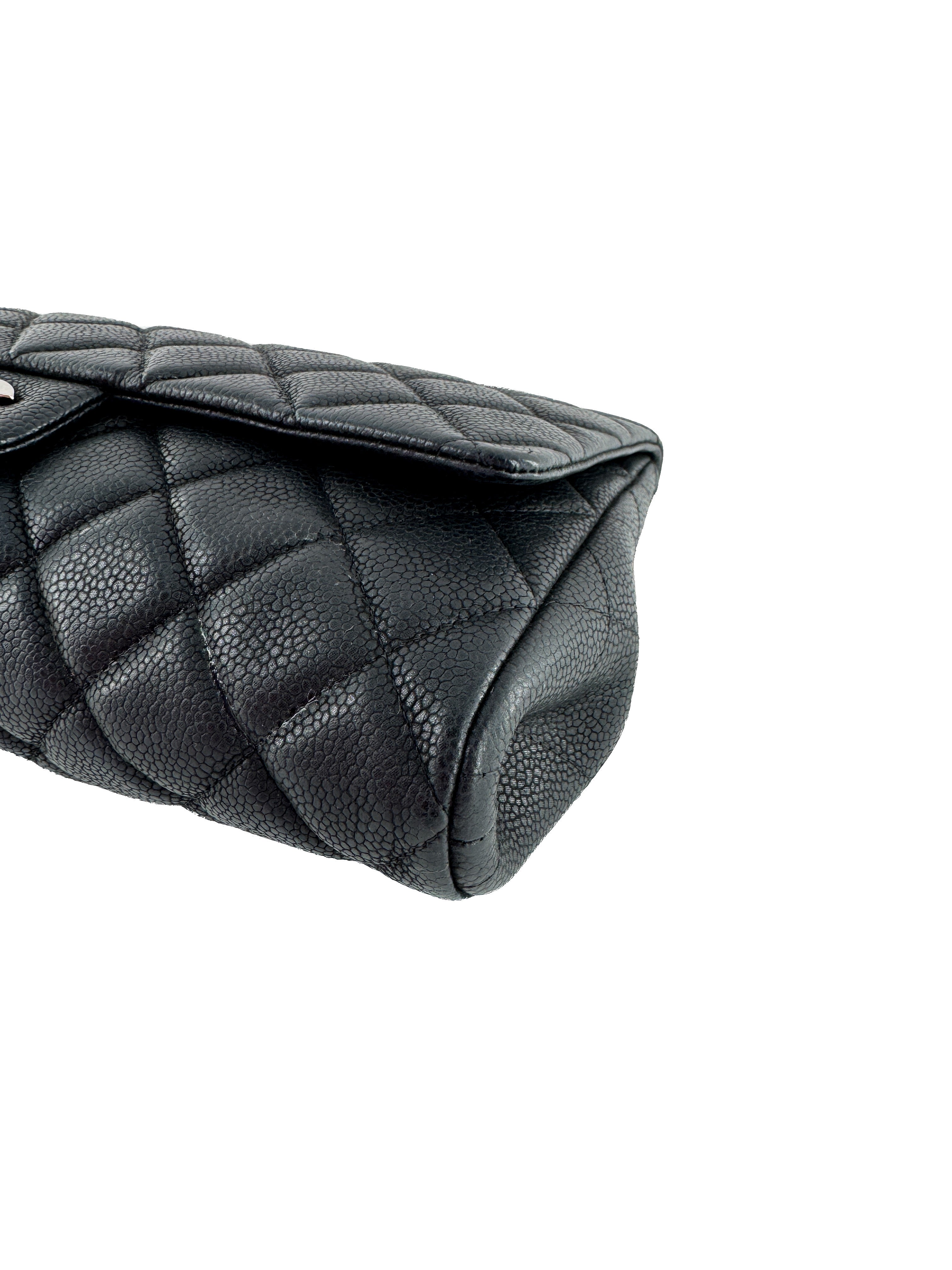 Chanel black caviar leather flap clutch w/chain 15951449