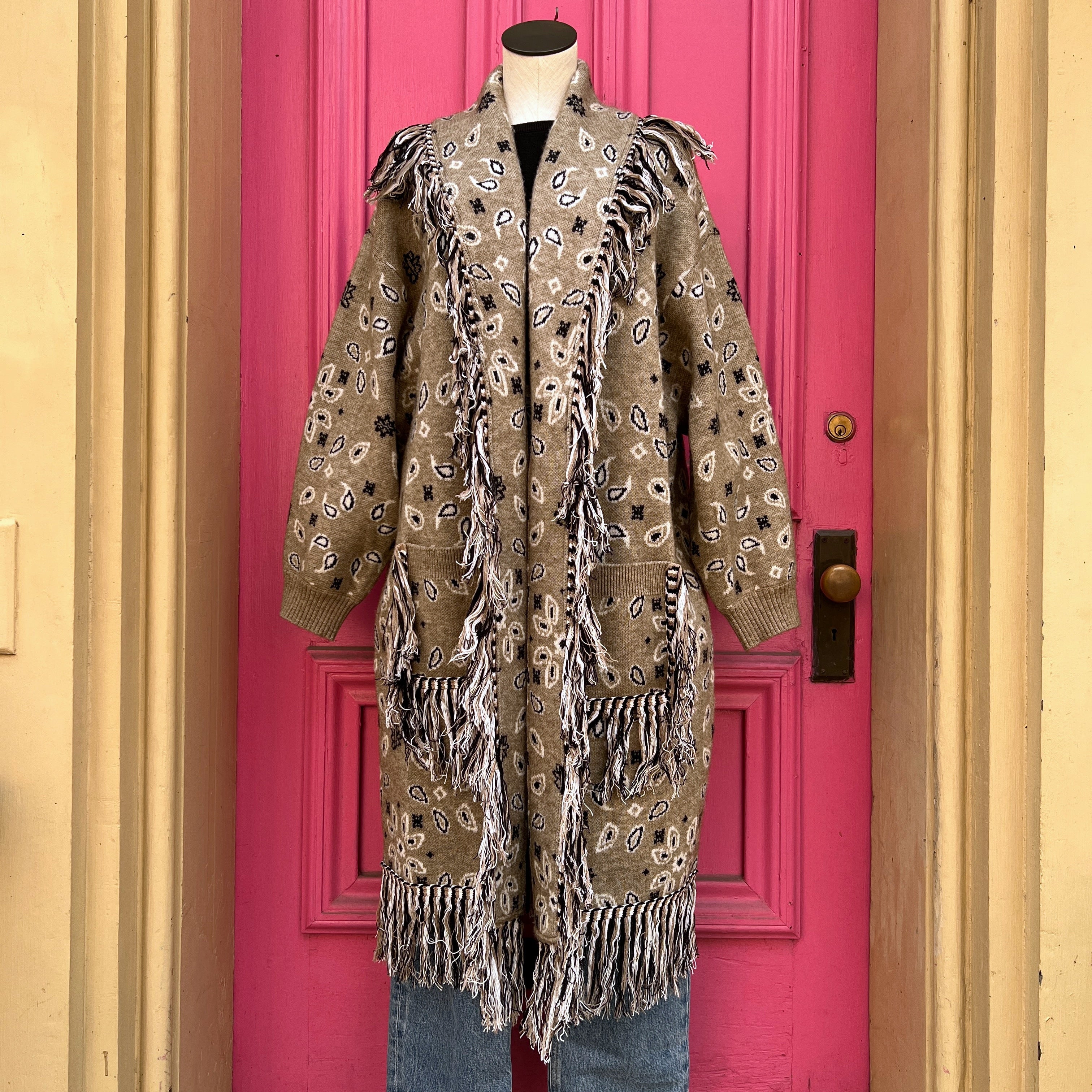 Anthropologie olive black opened cardigan one size