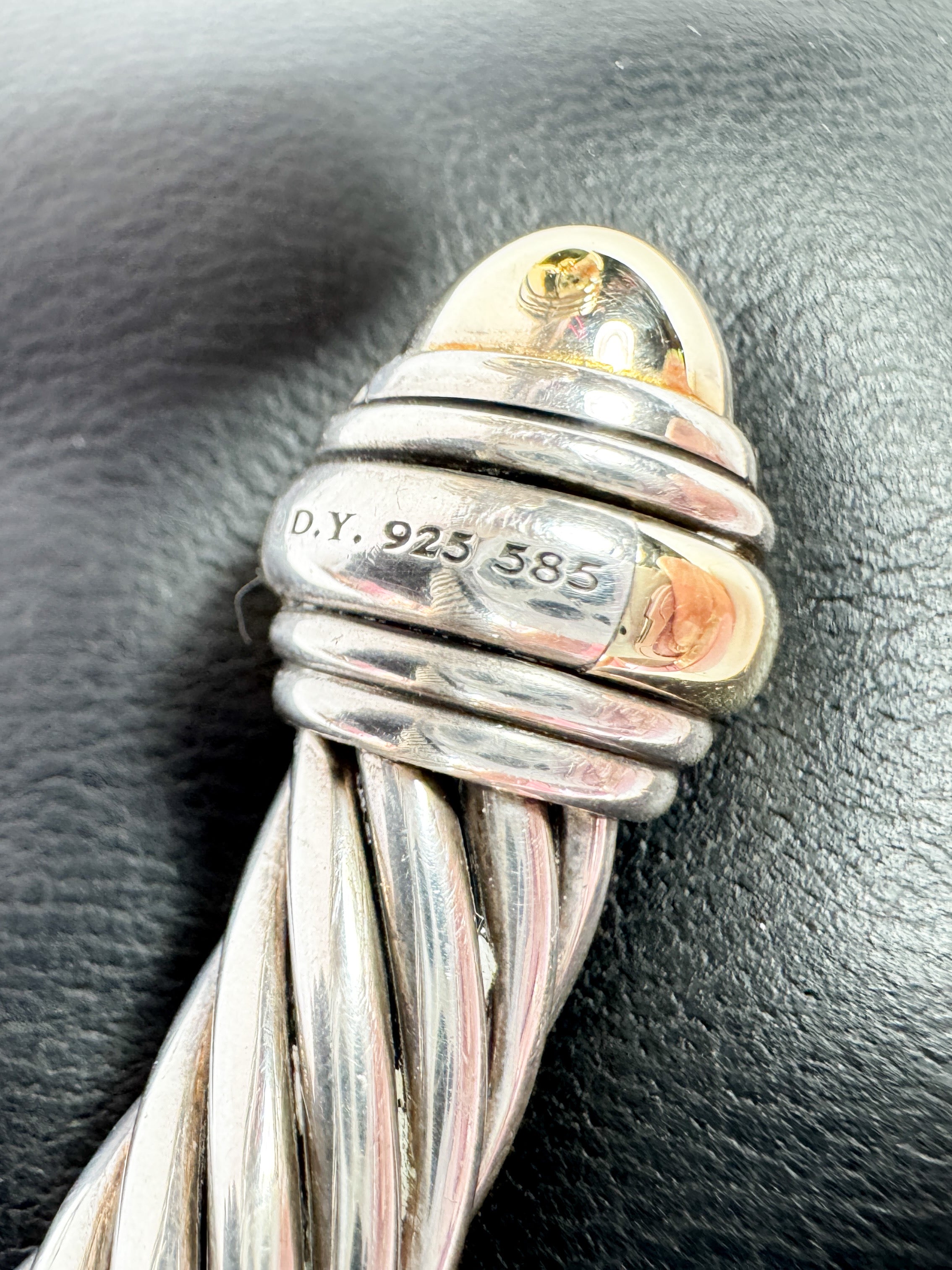 David Yurman 10mm sterling silver gold domed hinged cable bracelet