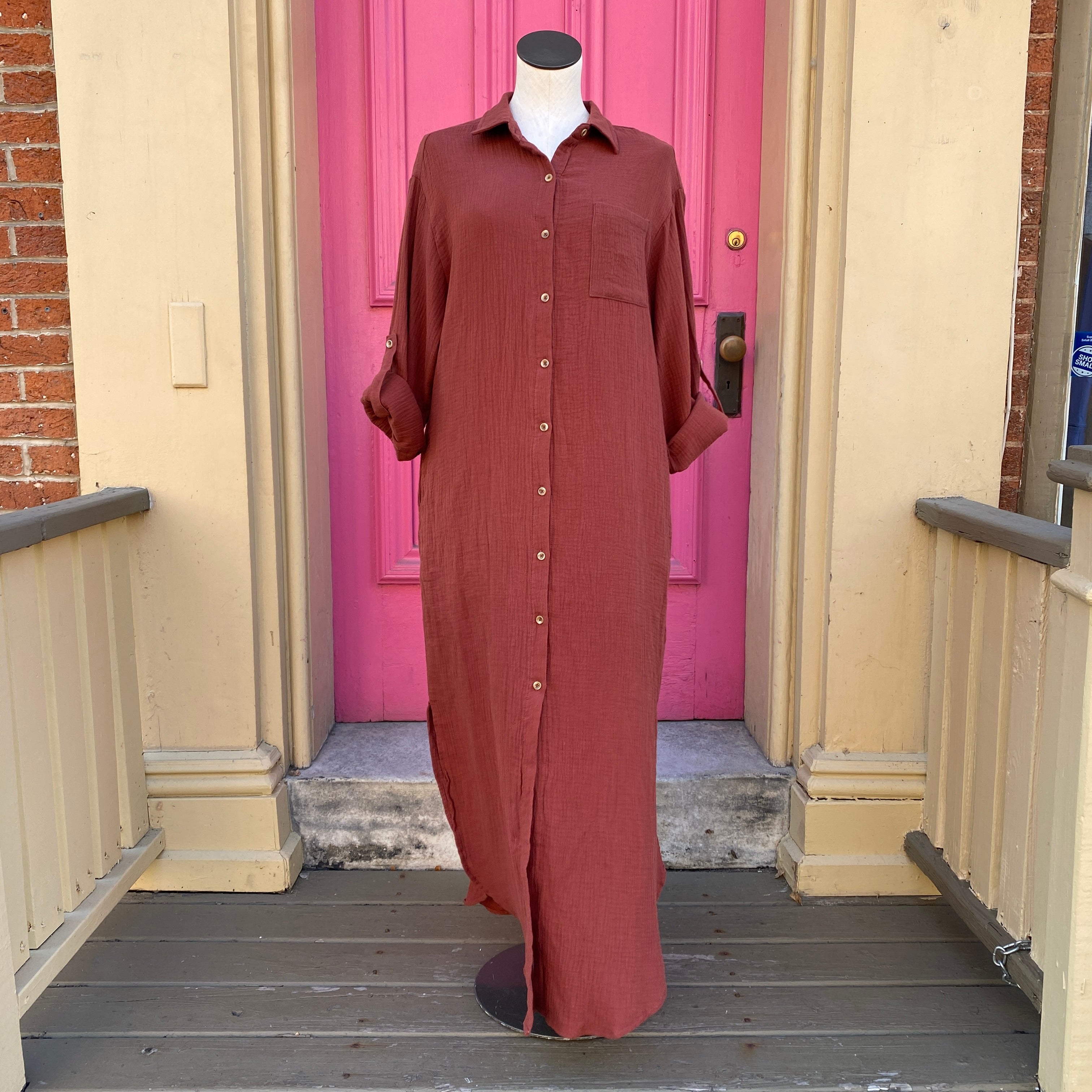 BluIvy rust button up dress size M