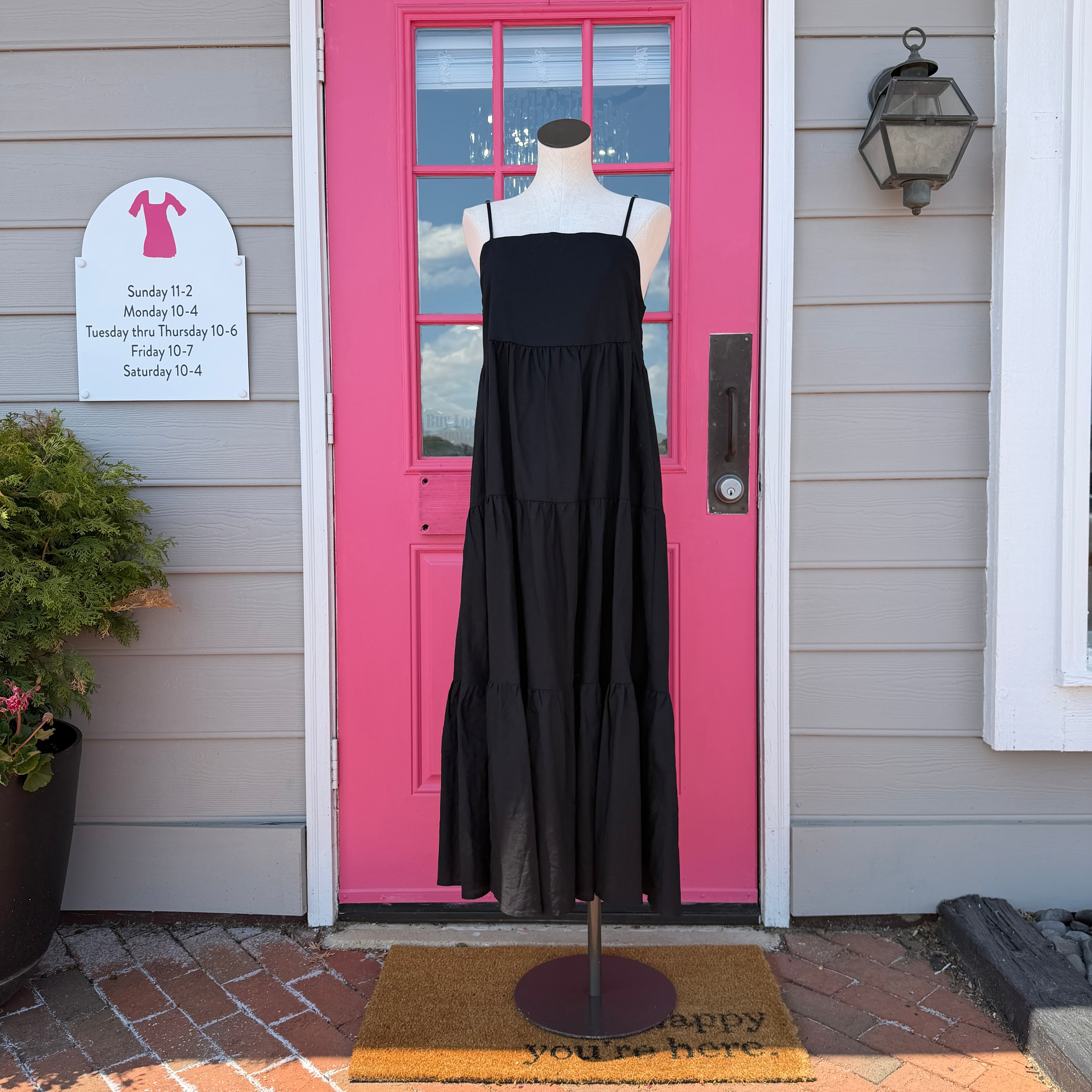 Charlie Holiday black linen cotton blend tank dress size 6
