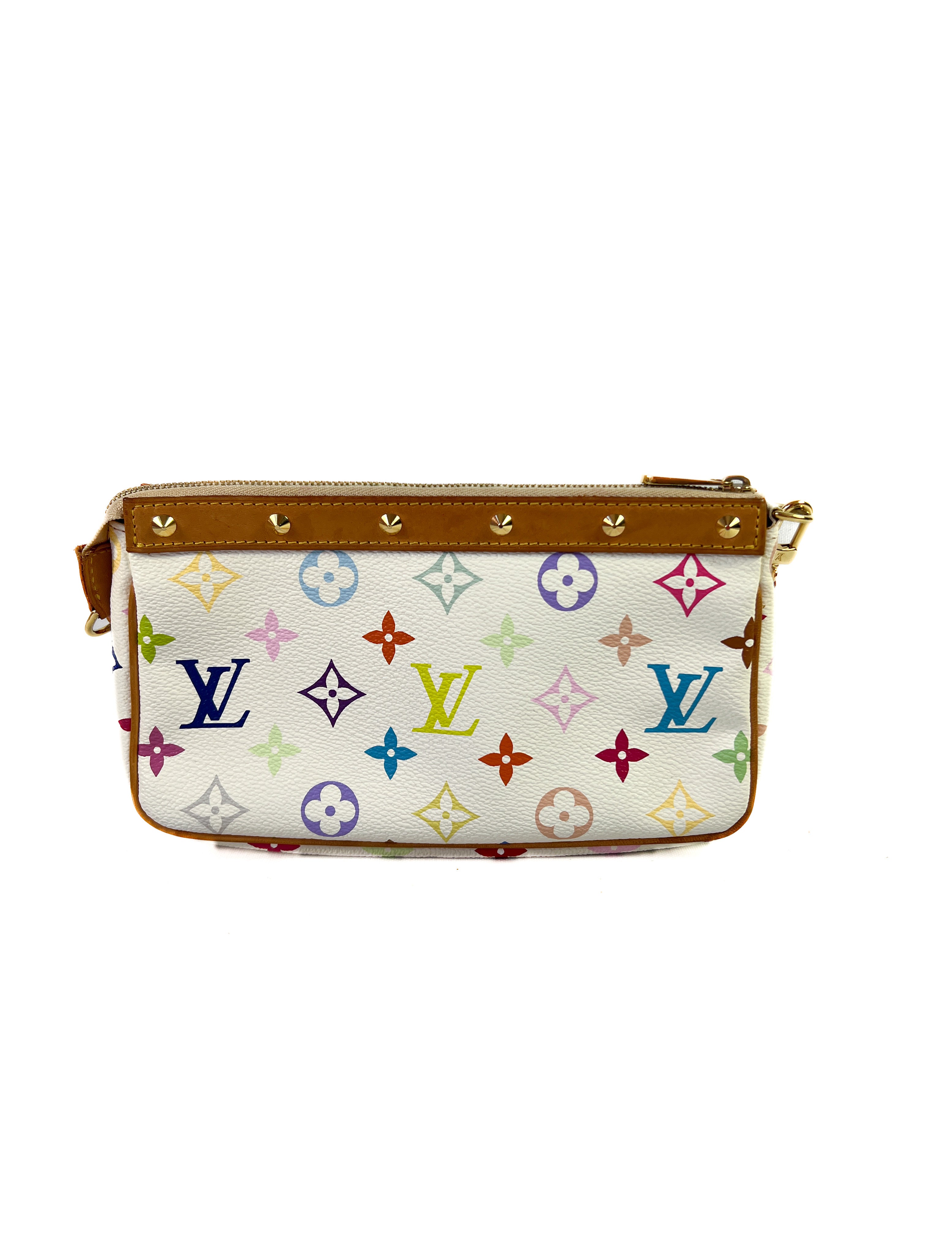 Louis Vuitton x Takashi Murakami white multi color pochette