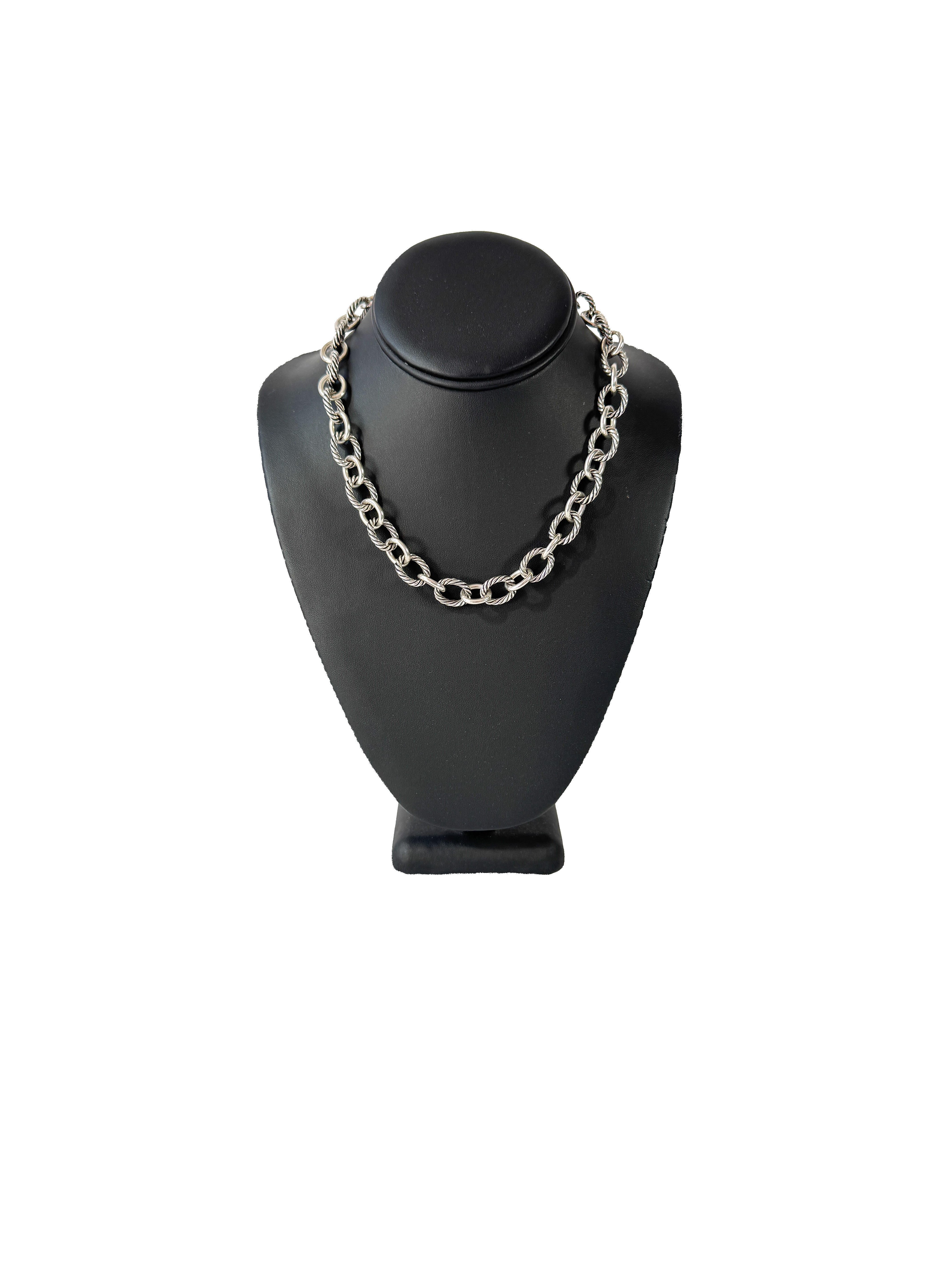 David Yurman sterling silver oval link cable necklace