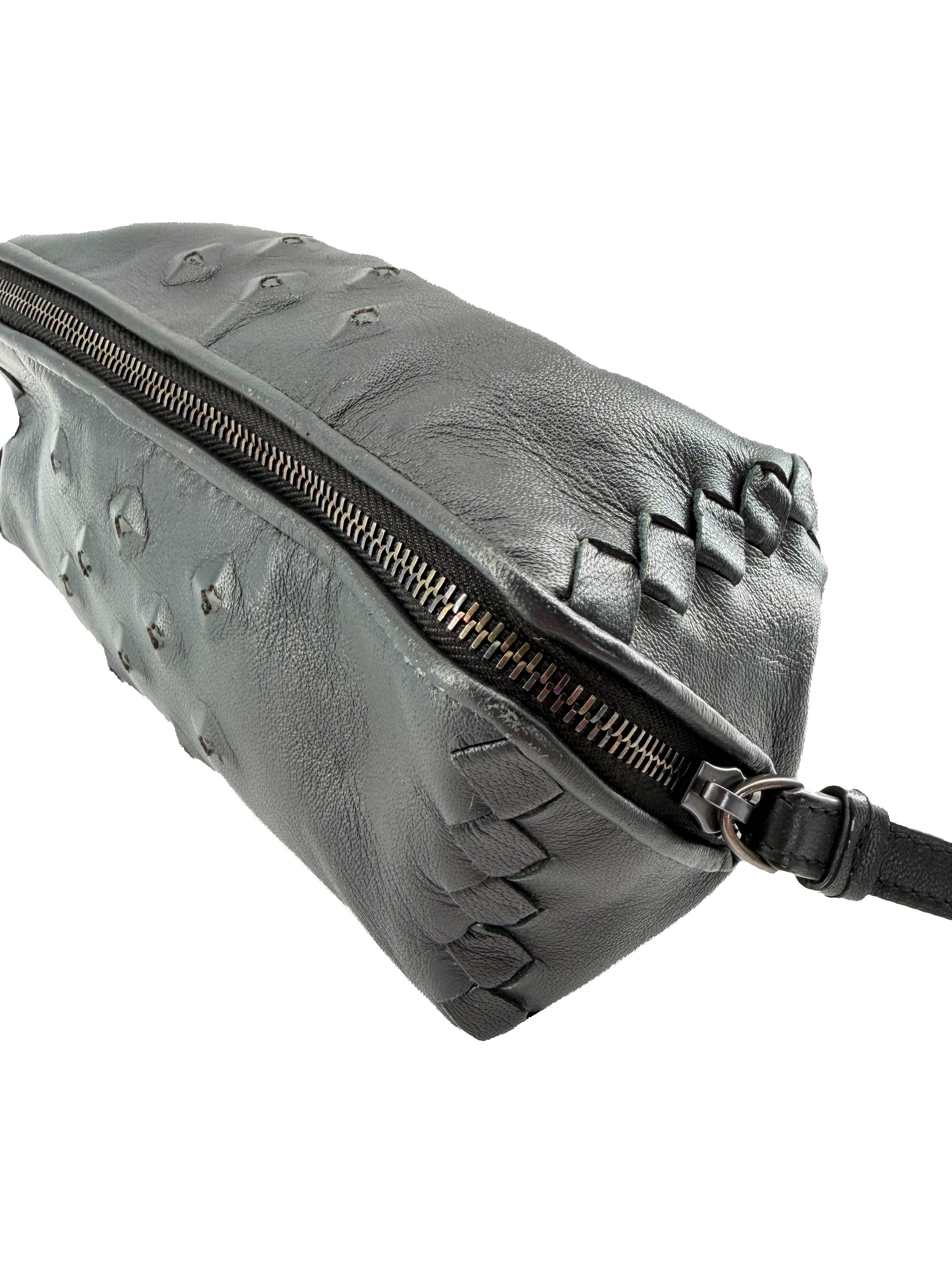 Bottega Veneta black leather studded wristlet B009743100
