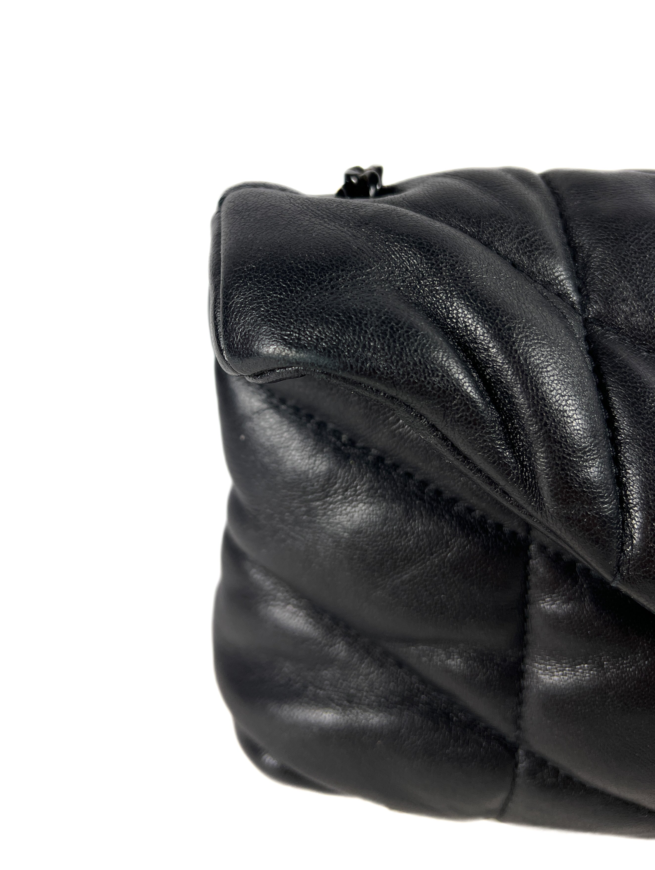 Saint Laurent black mini Lou puffer bag
