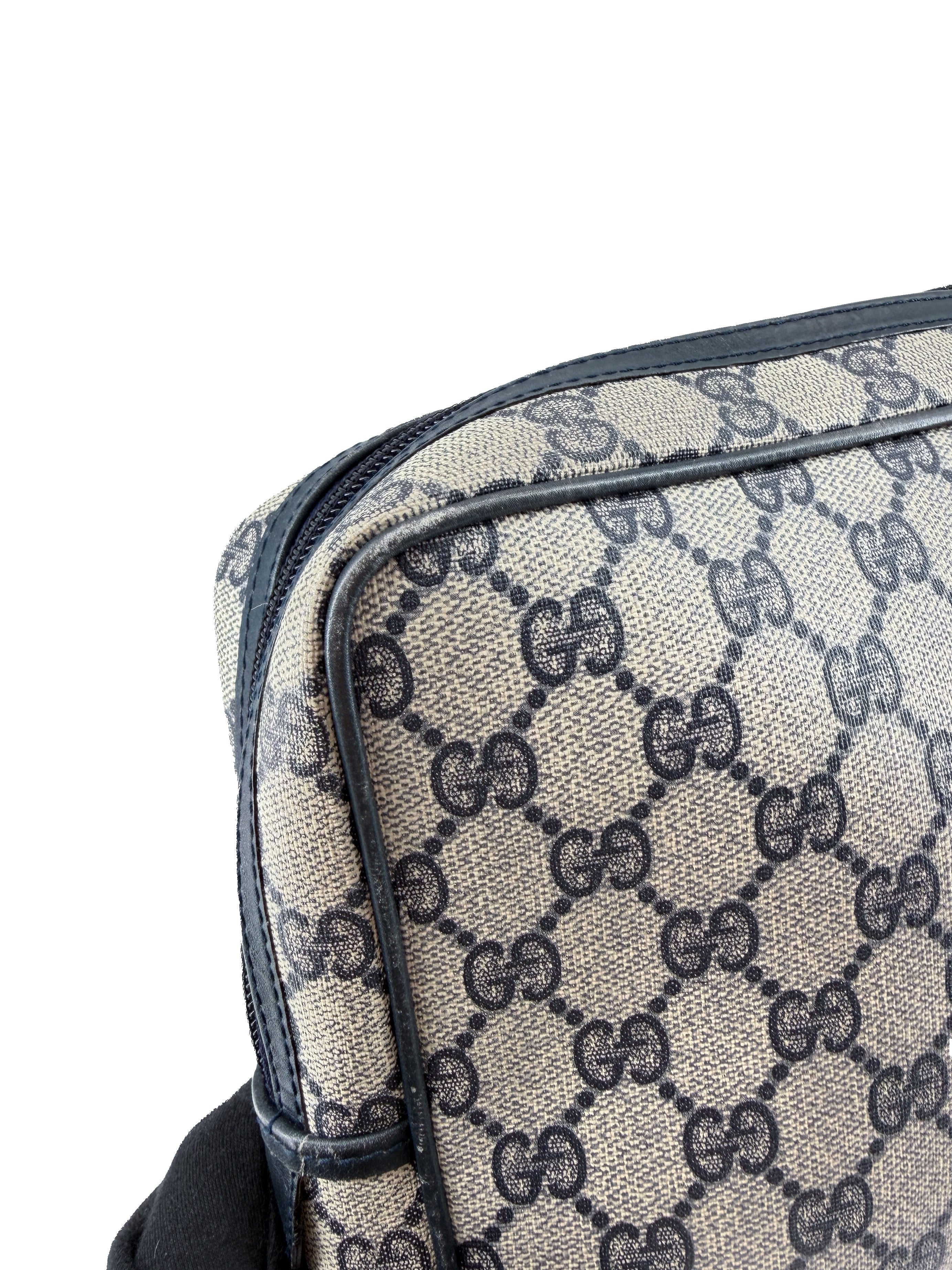 Gucci navy vintage GG coated canvas zip pouch