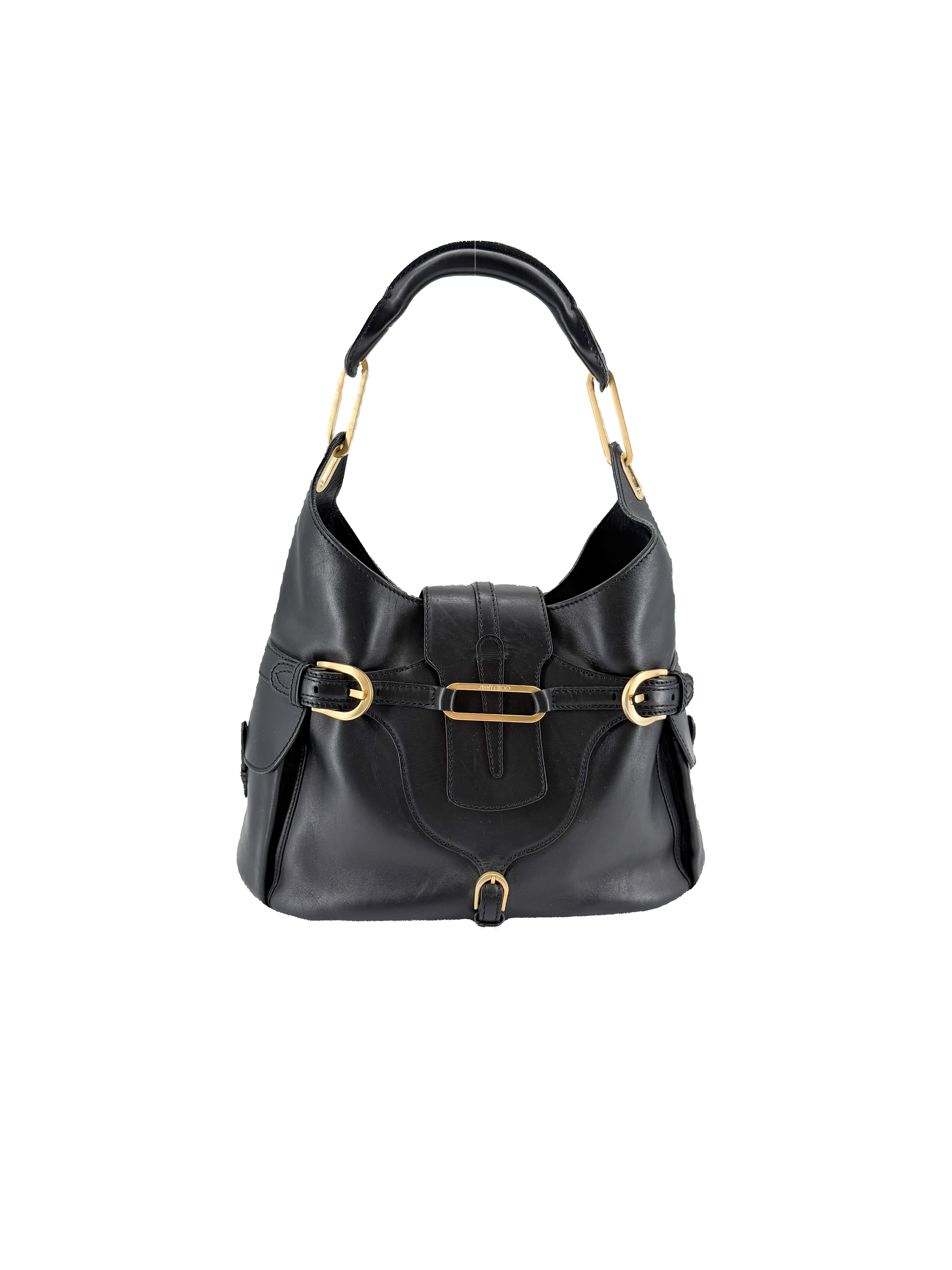 Jimmy Choo black leather Tulita shoulder bag