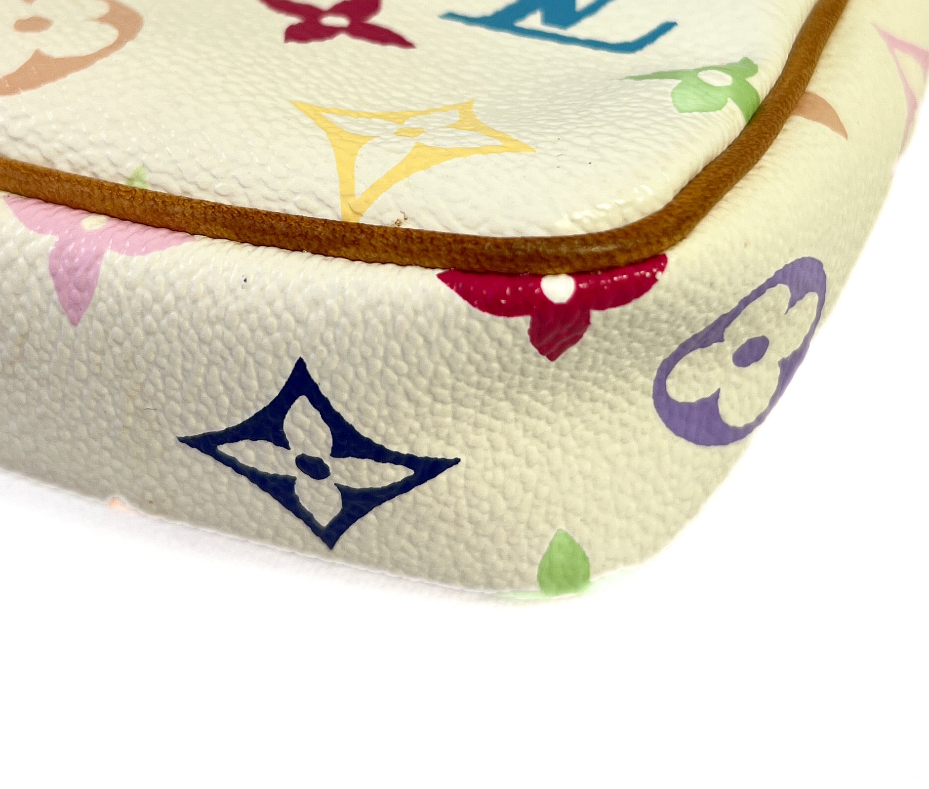 Louis Vuitton x Takashi Murakami white multi color pochette