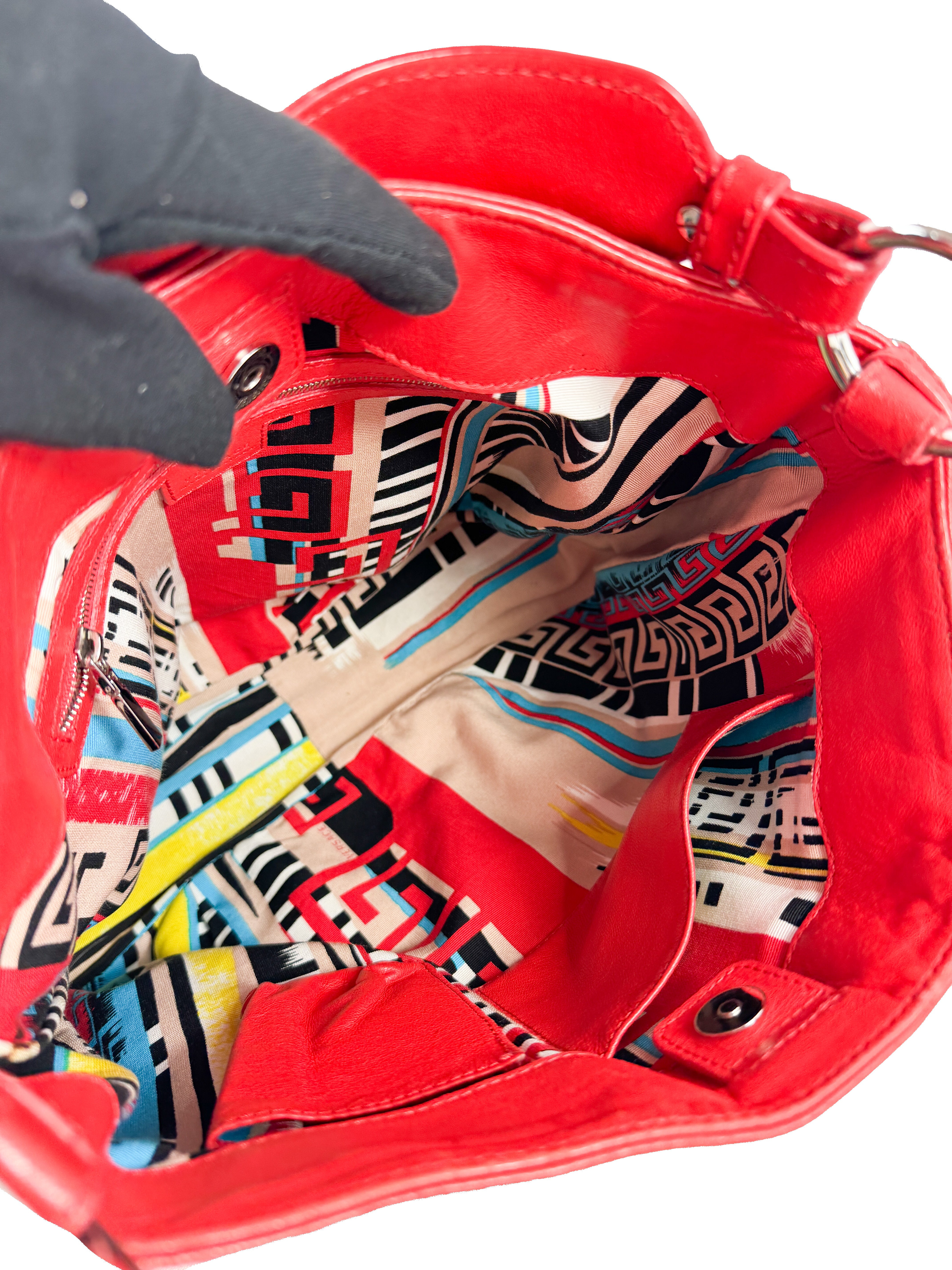 Versace red leather shoulder bag