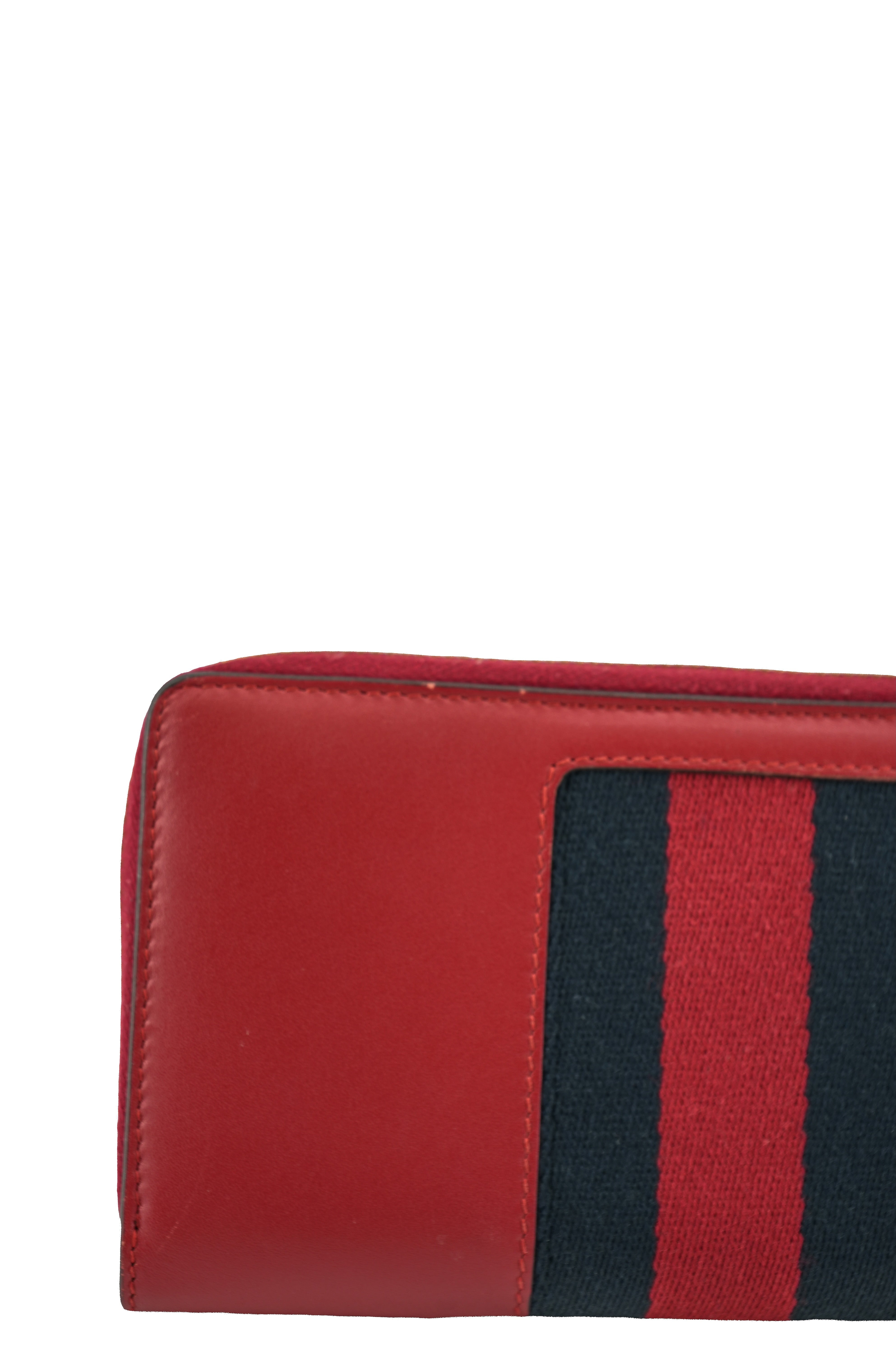 Gucci red leather buckle Sylvie zip around wallet 176083-2062