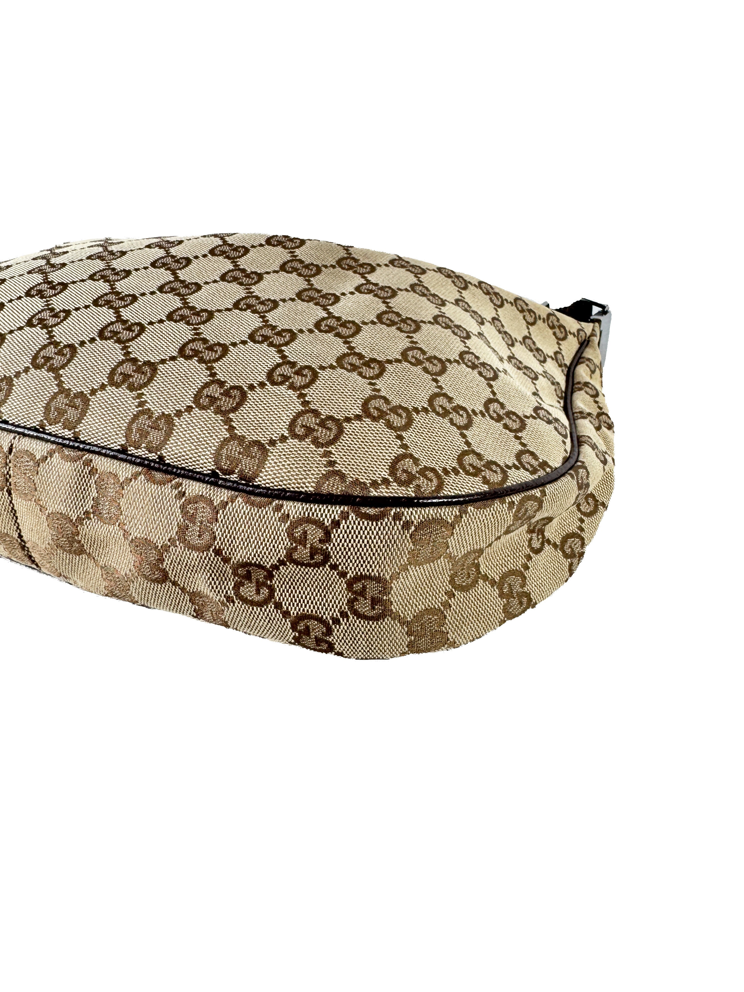 Gucci brown GG half moon canvas bag 122790001998