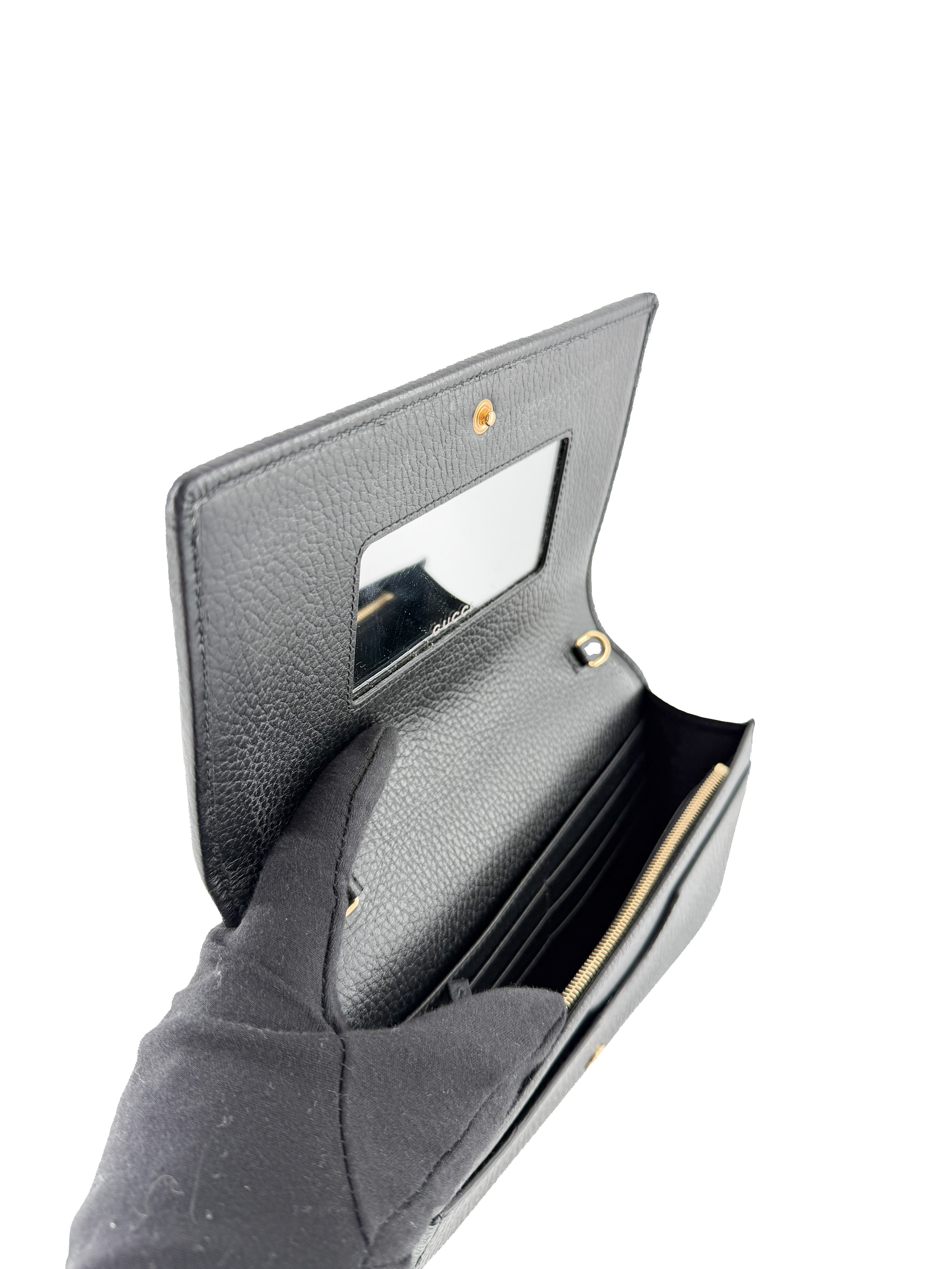 Gucci black leather Marmont wallet on chain 497985 2184 - My Girlfriend's Wardrobe LLC