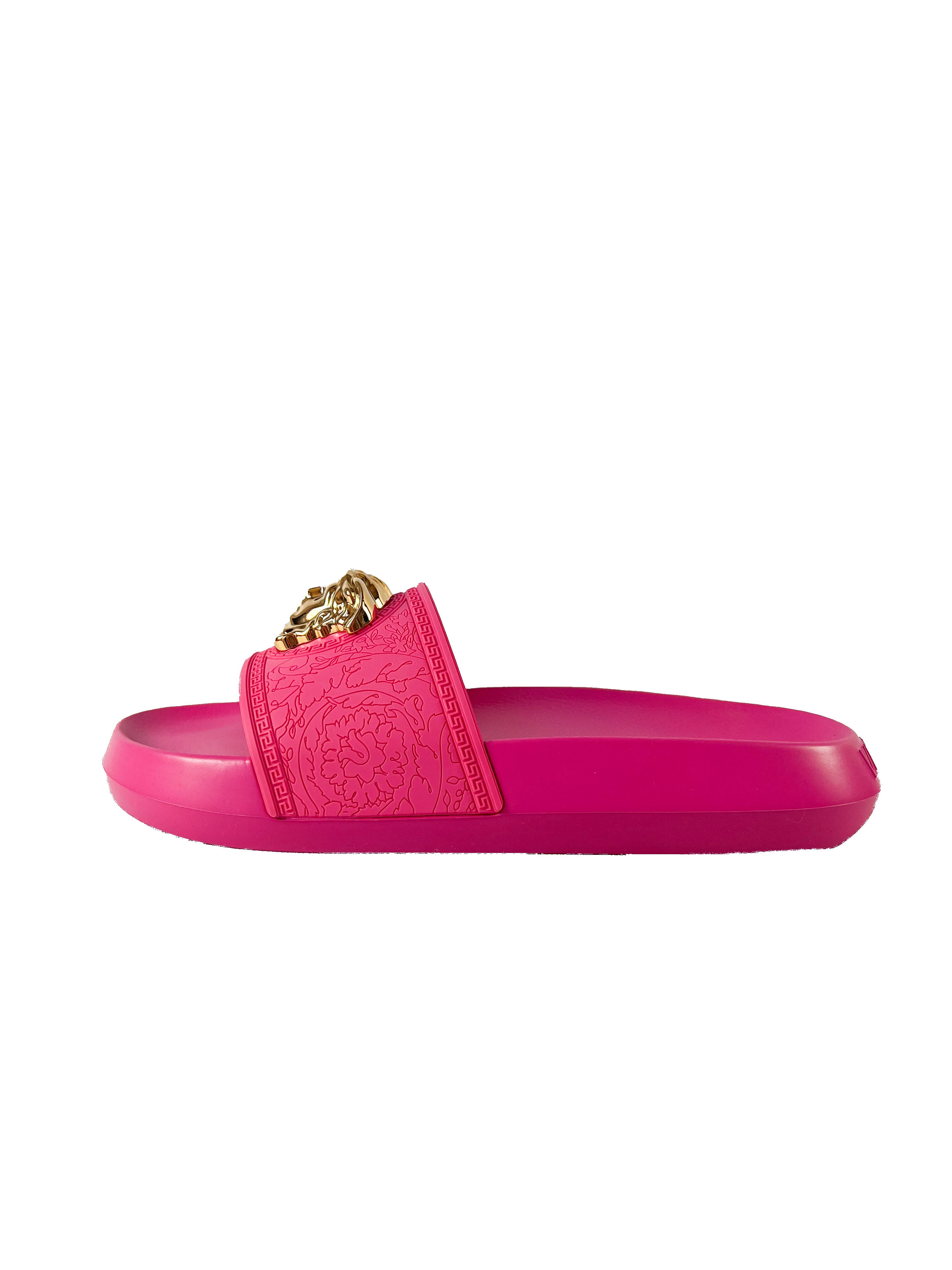 Versace hot pink Medusa head slides size 38