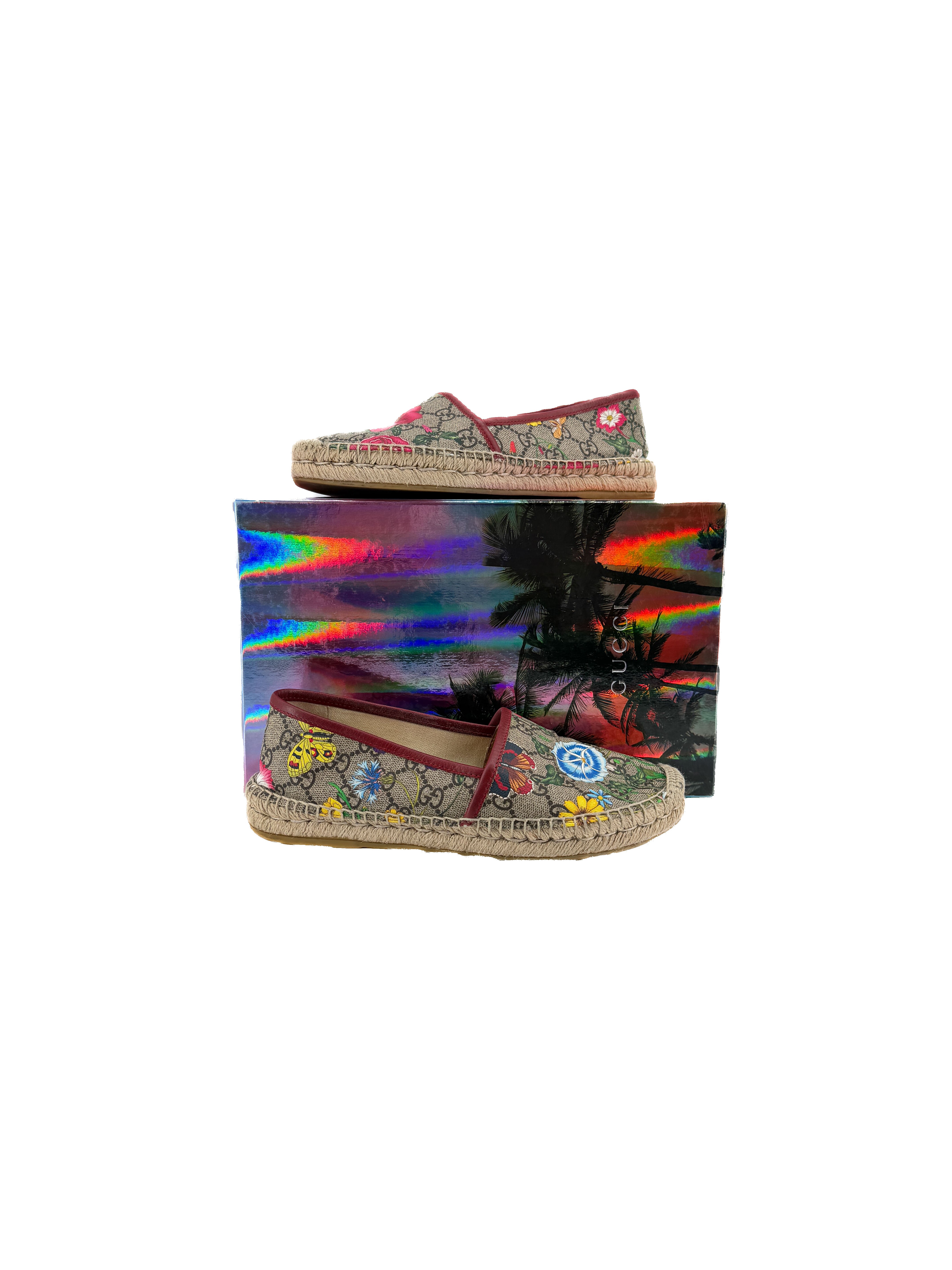 Gucci floral GG espadrilles size 38 BOX