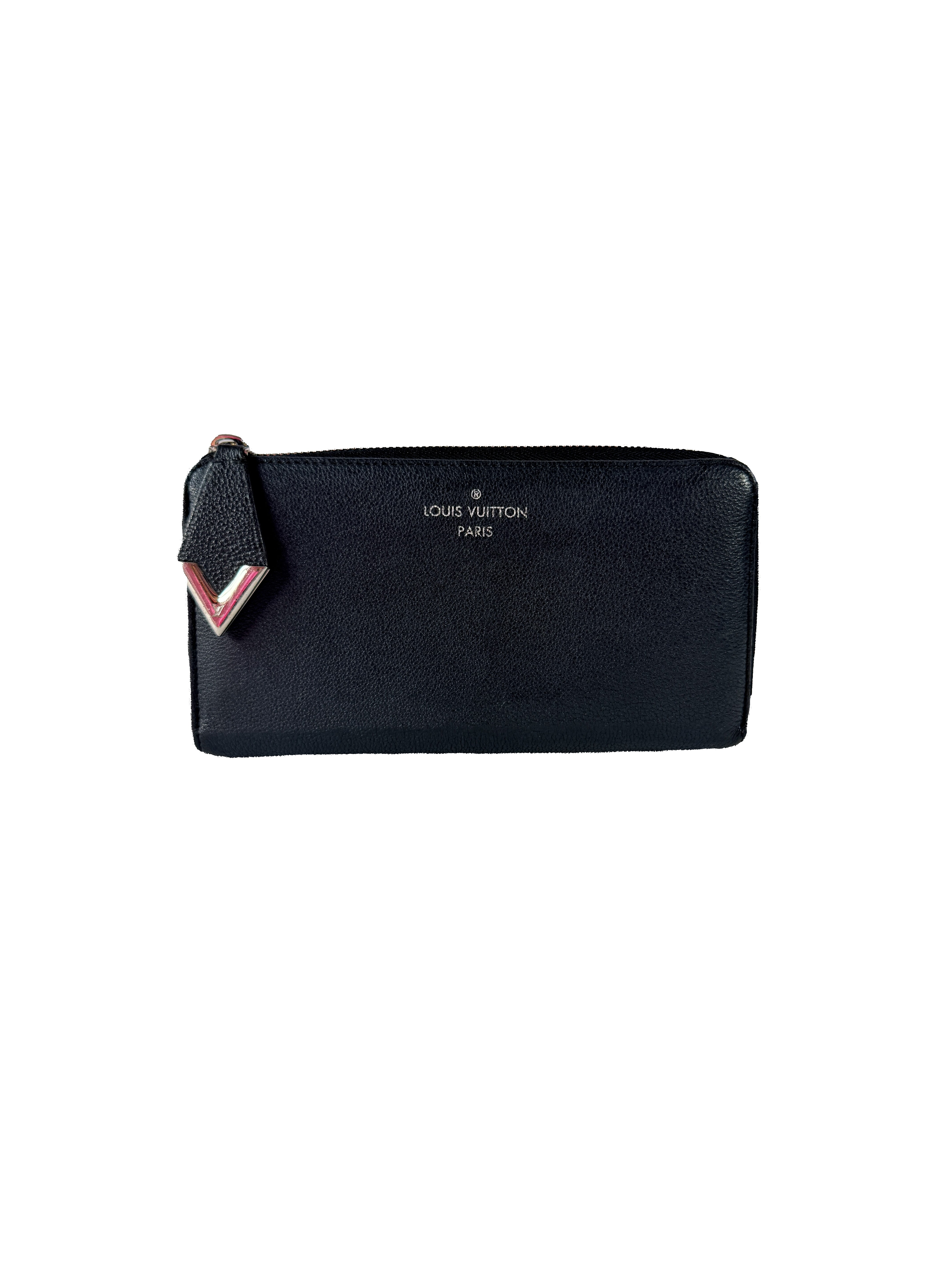 Louis Vuitton black leather Comete zip wallet MI1115