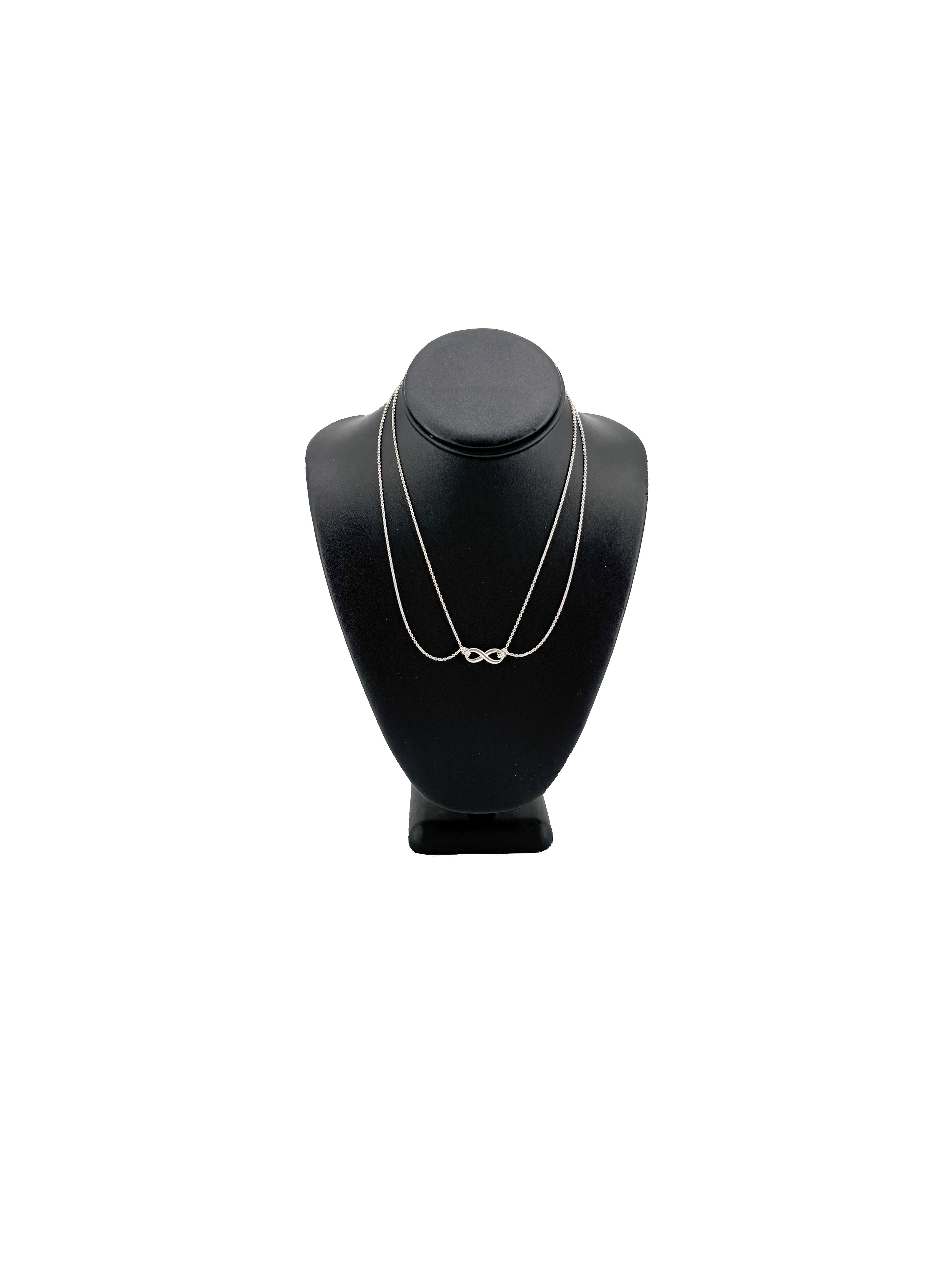 Tiffany & Co sterling silver double strand infinity pendant necklace