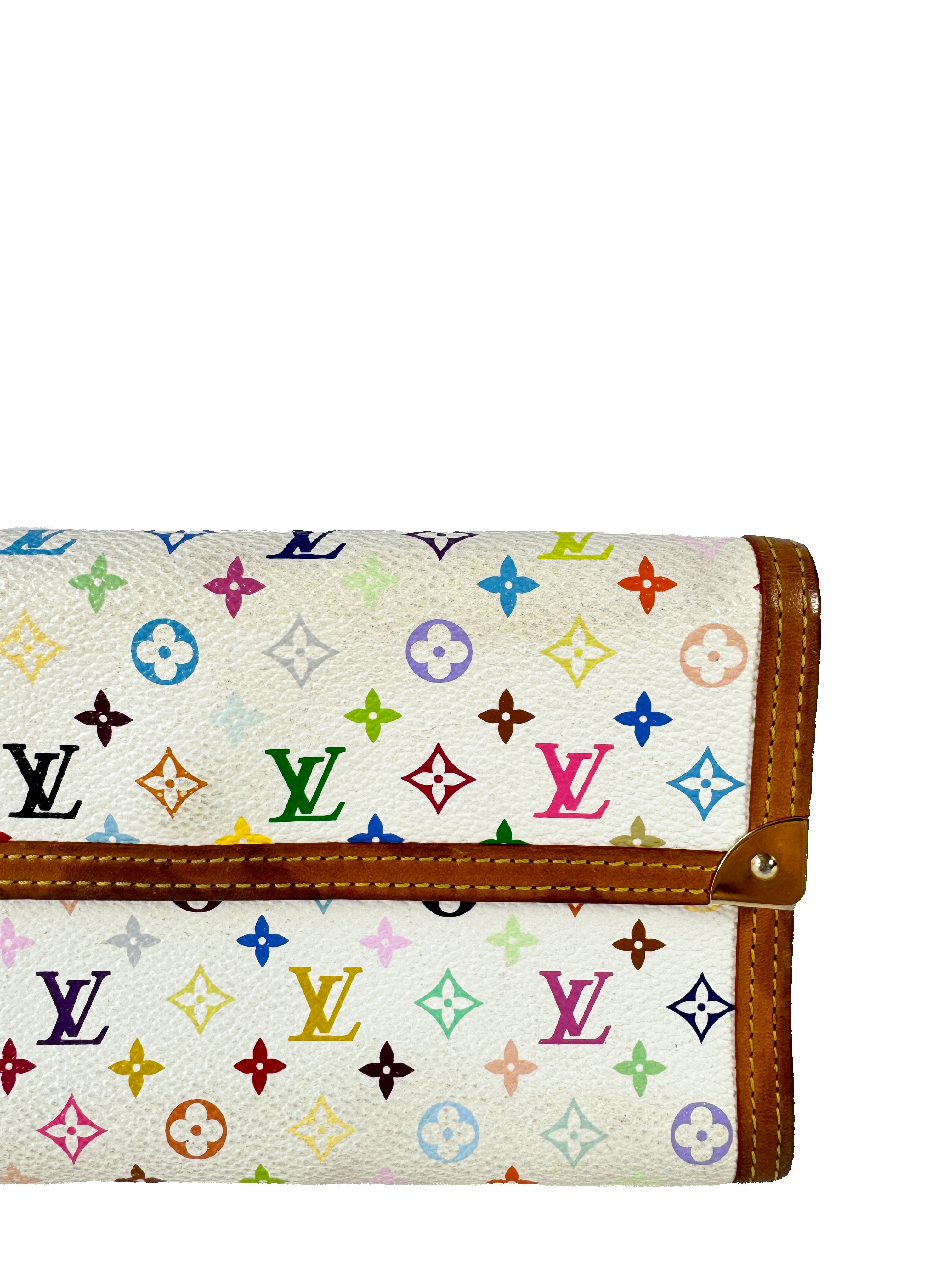 Louis Vuitton white multicolor porte tresor international wallet TH0066