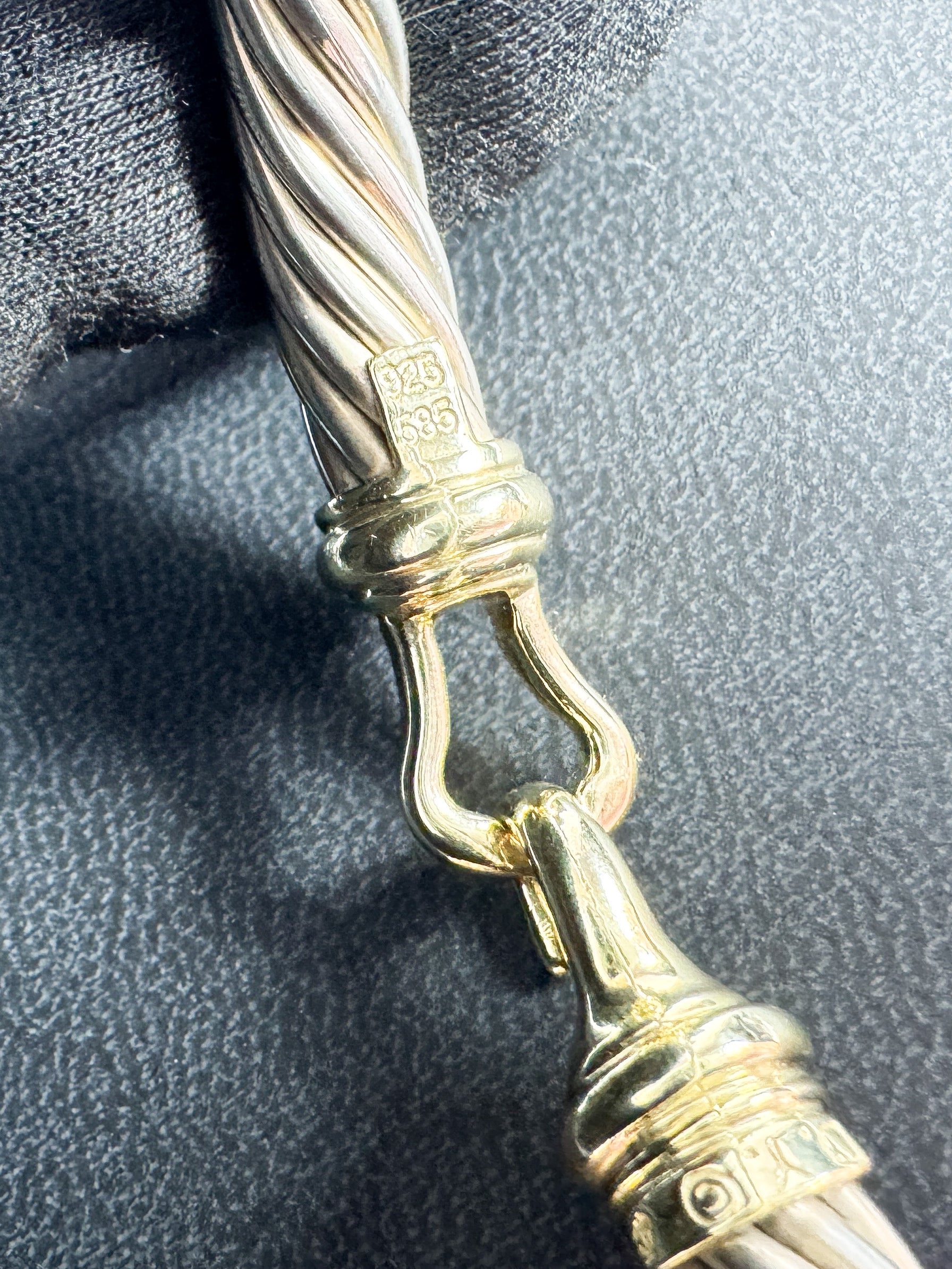 David Yurman sterling silver/yellow gold 7mm cable buckle bracelet